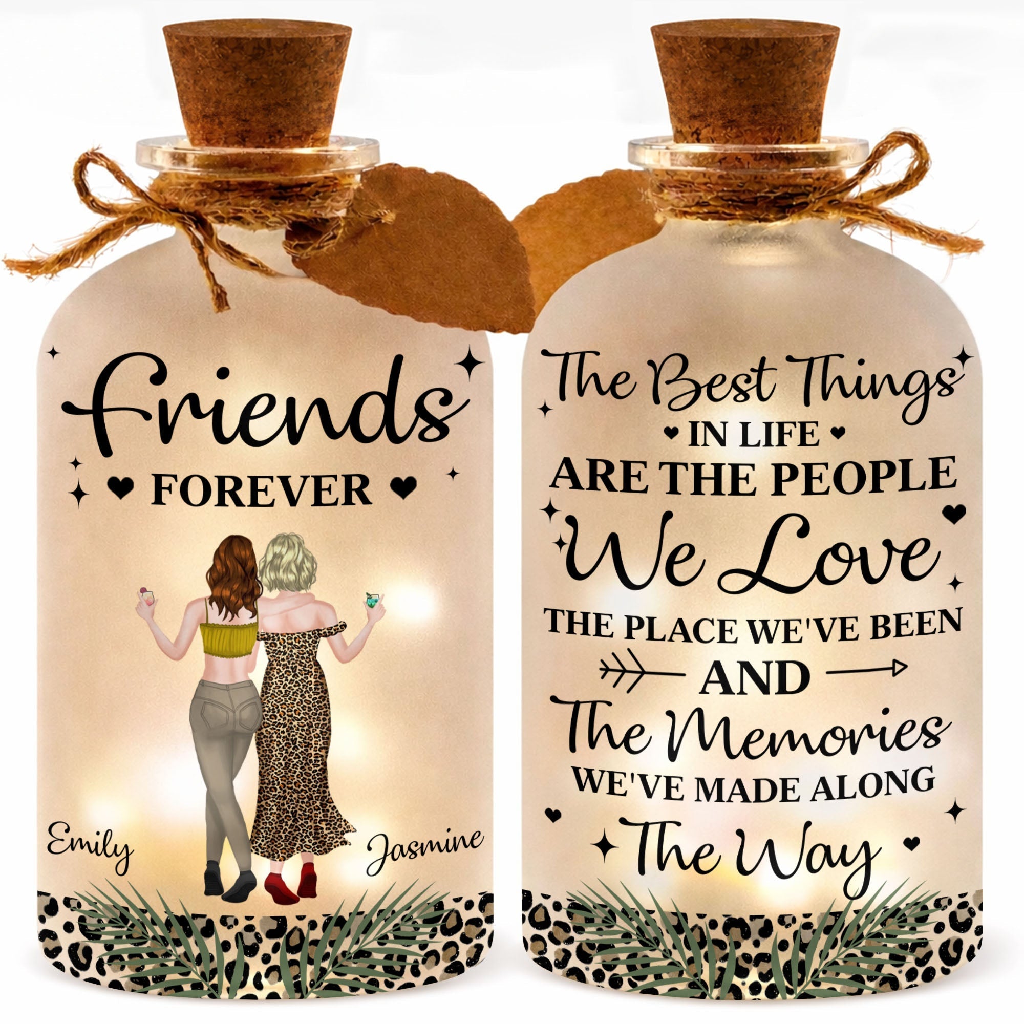 Personalized Bottle Light Custom Besties Art Gift for Friends
