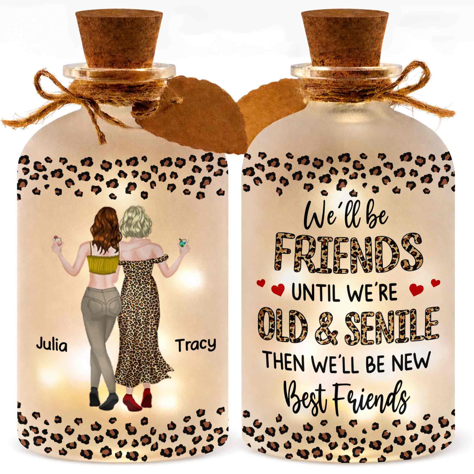 Personalized Leopard Print Short Bottle Light Custom Art Gift for Best Friend