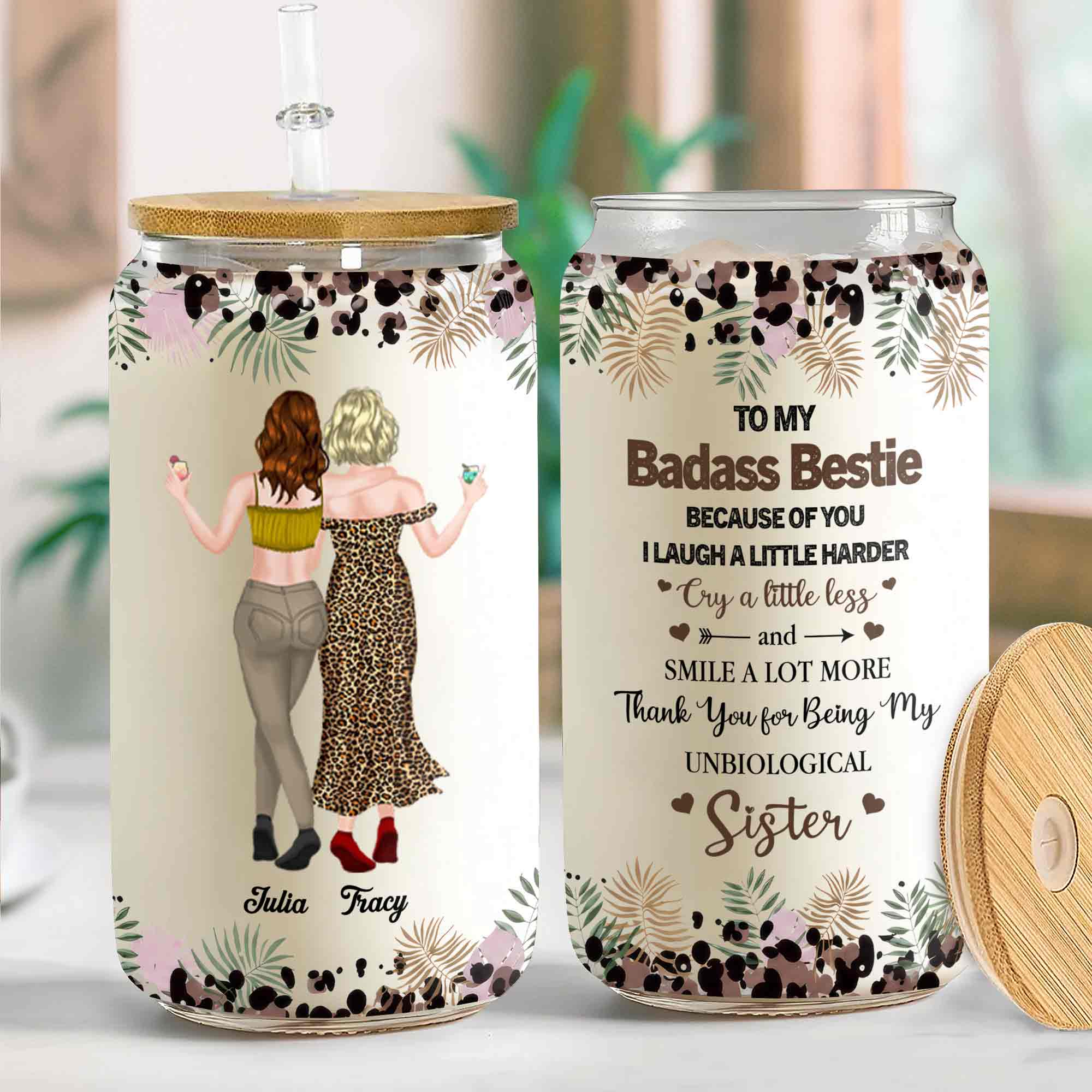 Personalized Clear Glass Can Custom Art Best Friend Gift