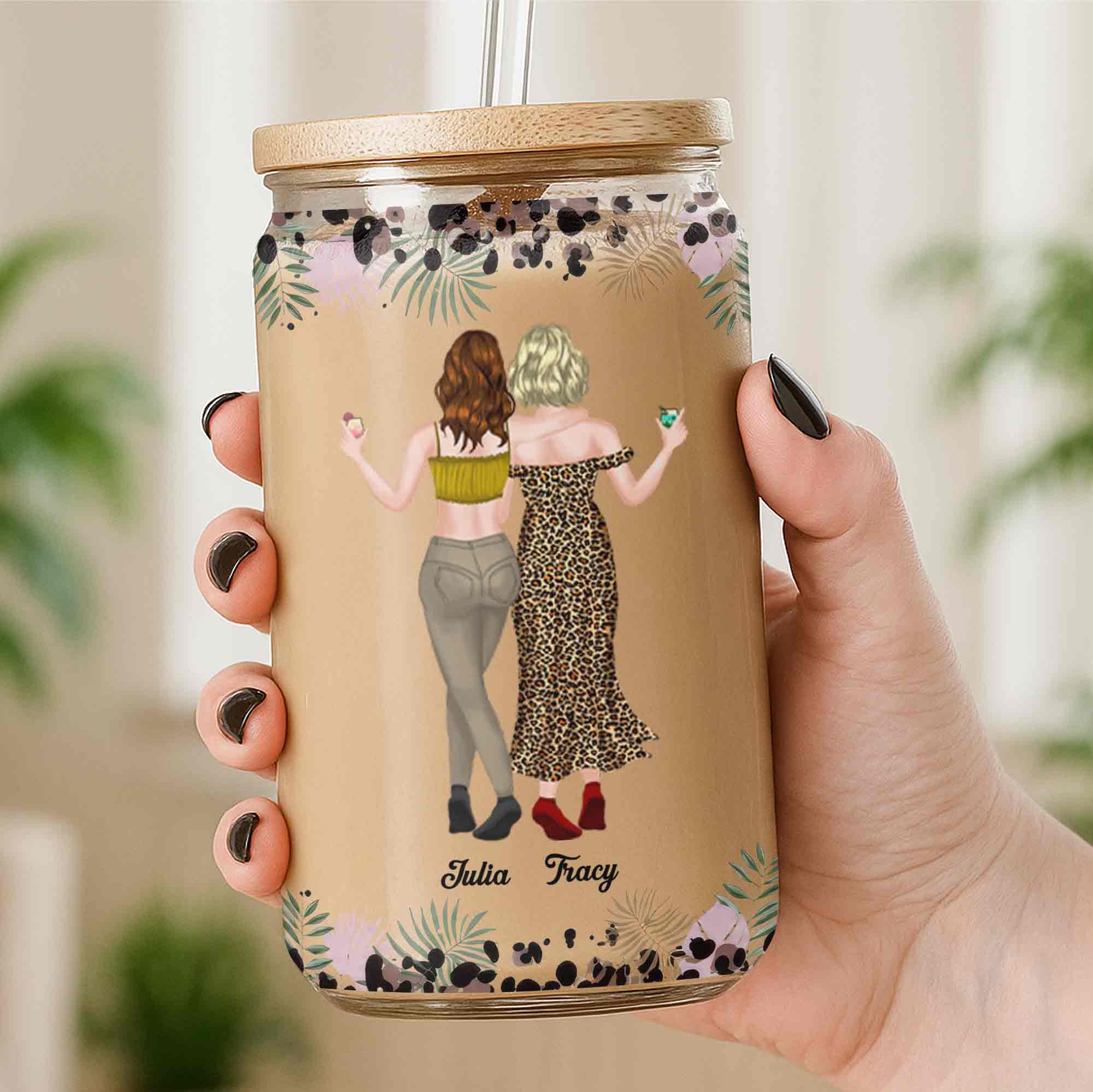Personalized Clear Glass Can Custom Art Best Friend Gift