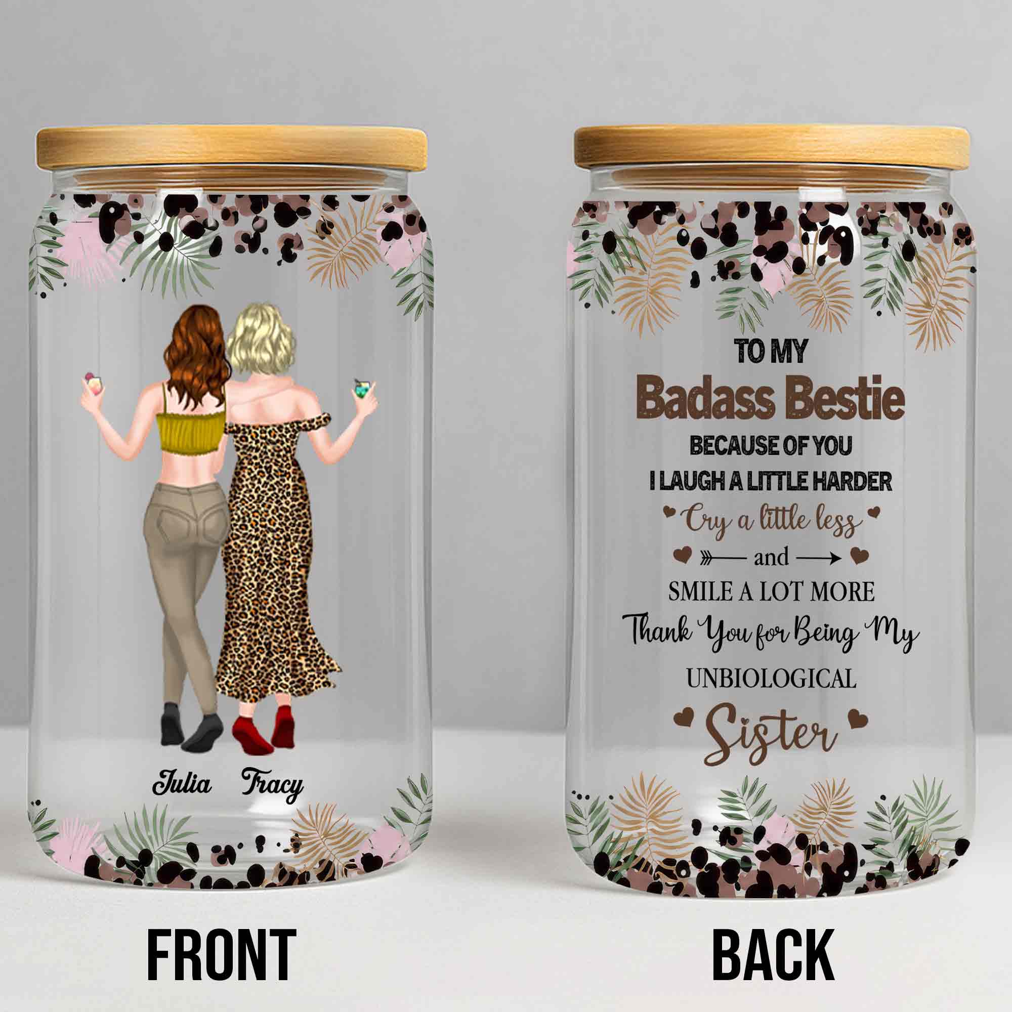 Personalized Clear Glass Can Custom Art Best Friend Gift