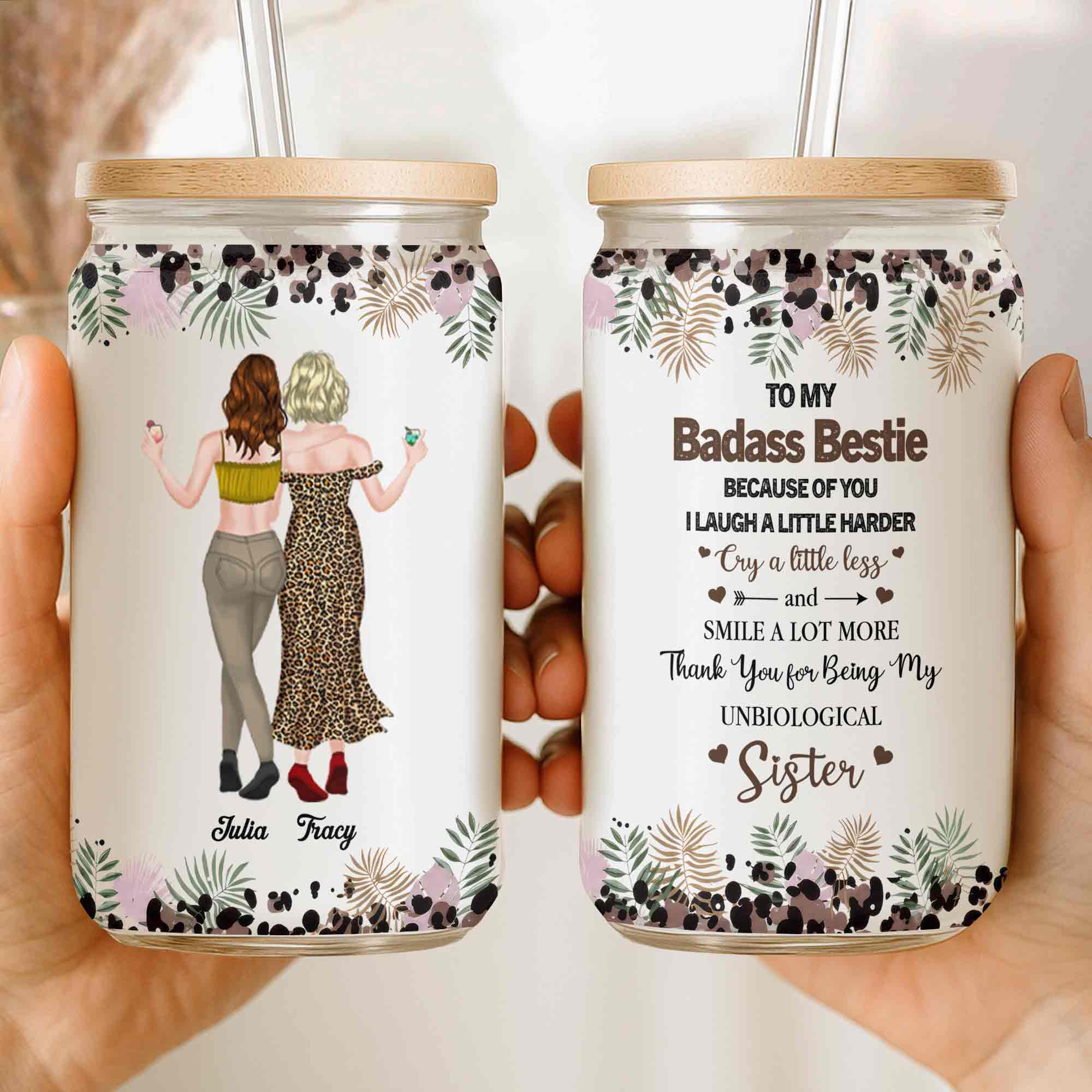 Personalized Clear Glass Can Custom Art Best Friend Gift