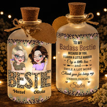 Load image into Gallery viewer, Personalized Frosted Glass Bottle Light Custom Bestie Gift
