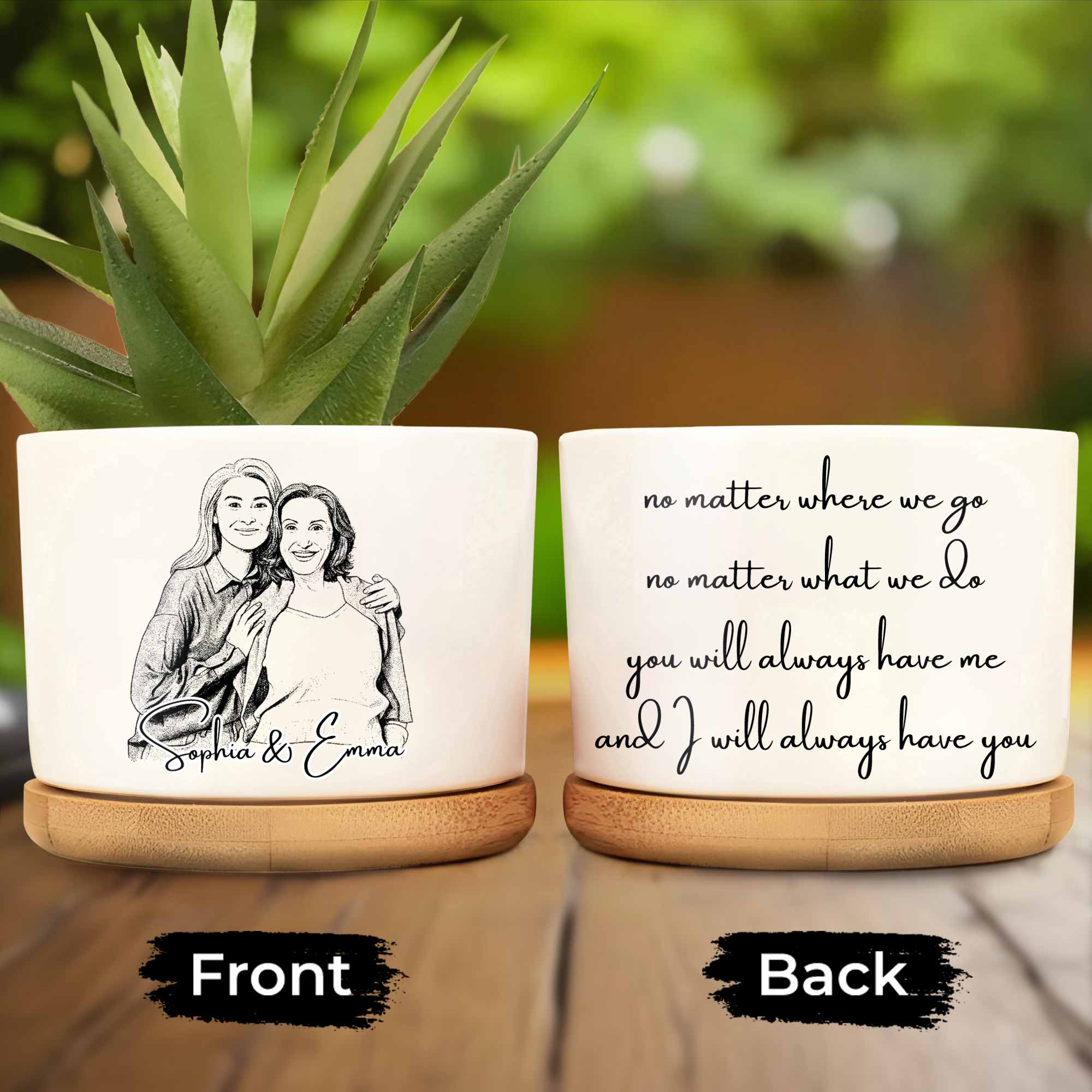 Personalized Ceramic Plant Pot Custom Sketch Best Friends Gift
