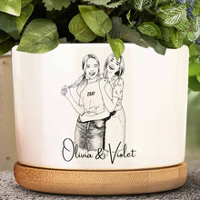 Load image into Gallery viewer, Personalized Ceramic Plant Pot Custom Sketch Best Friends Gift
