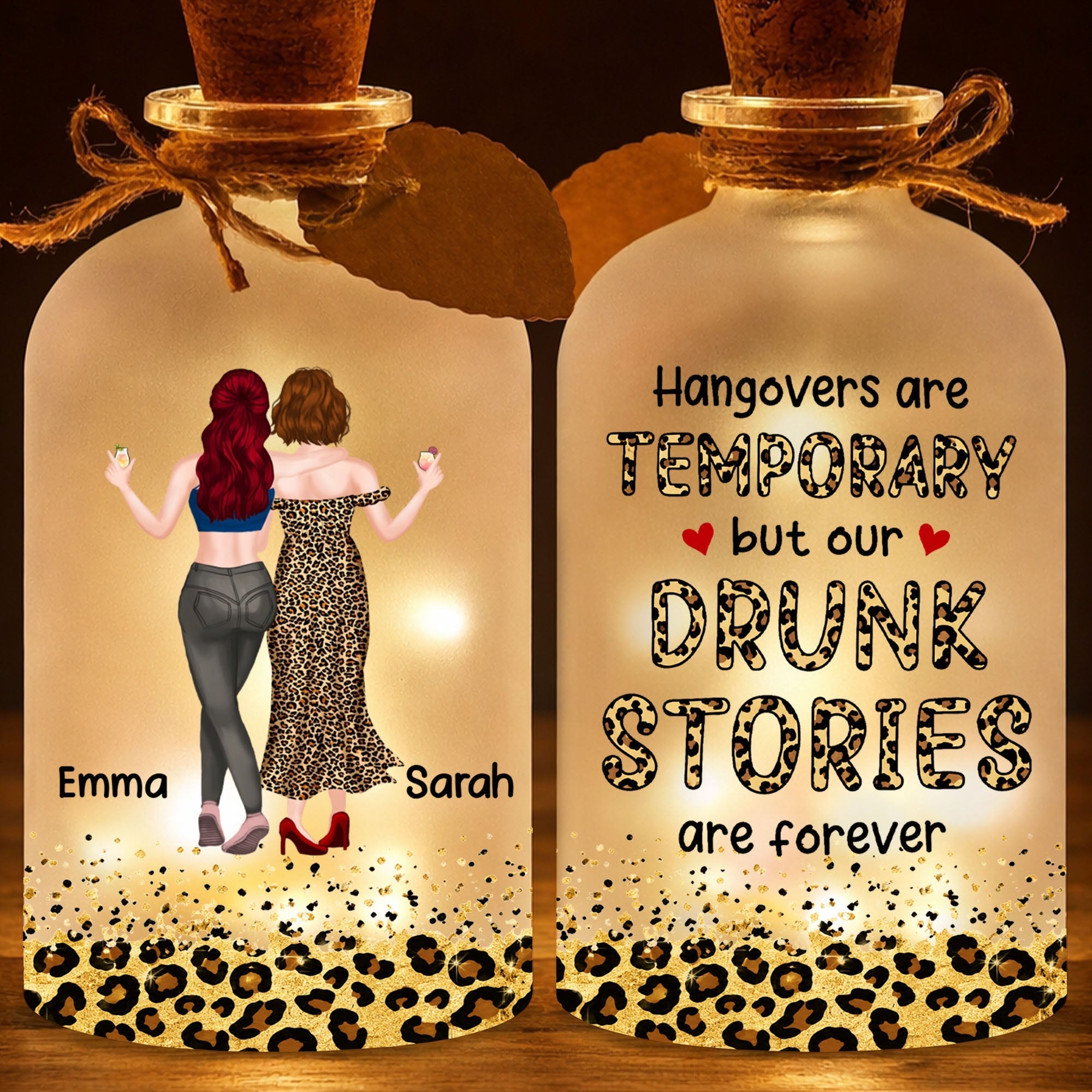 Personalized Frosted Glass Bottle Light Best Friend Gift