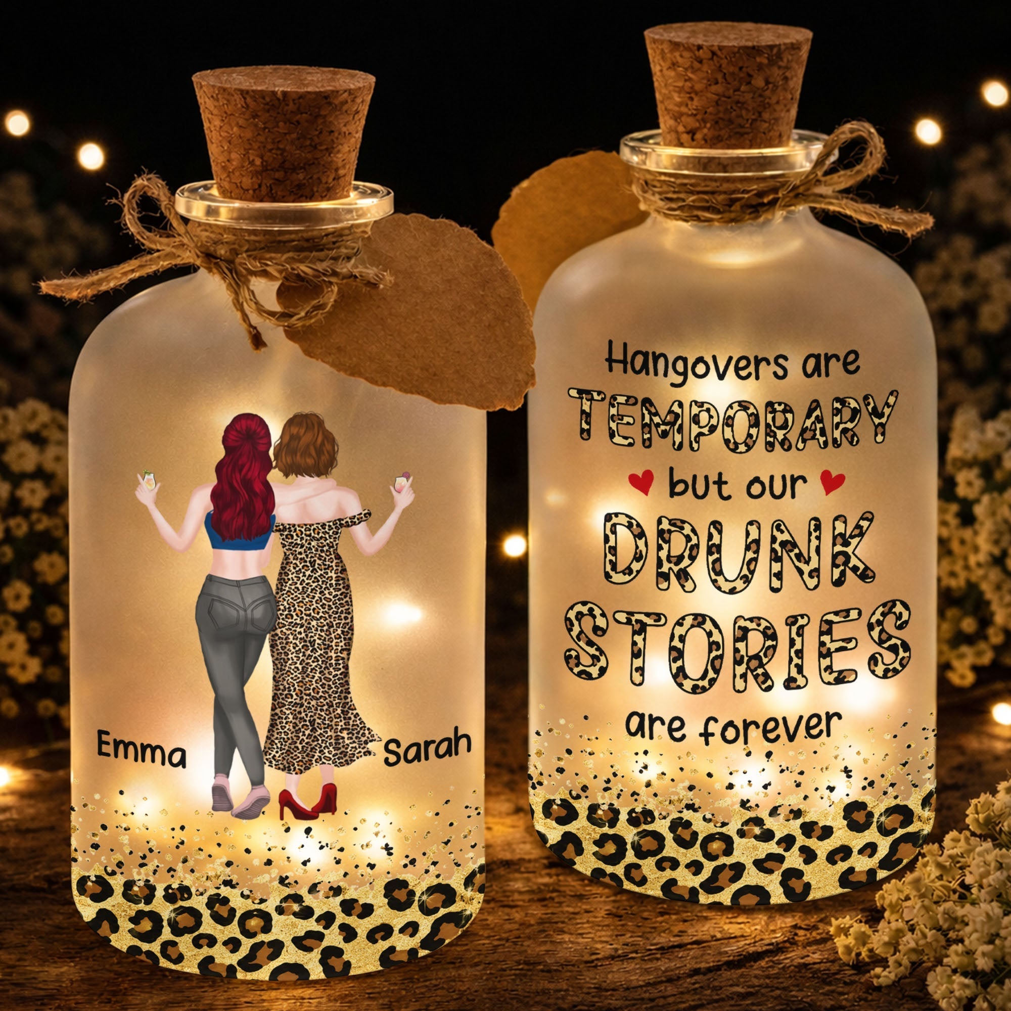 Personalized Frosted Glass Bottle Light Best Friend Gift
