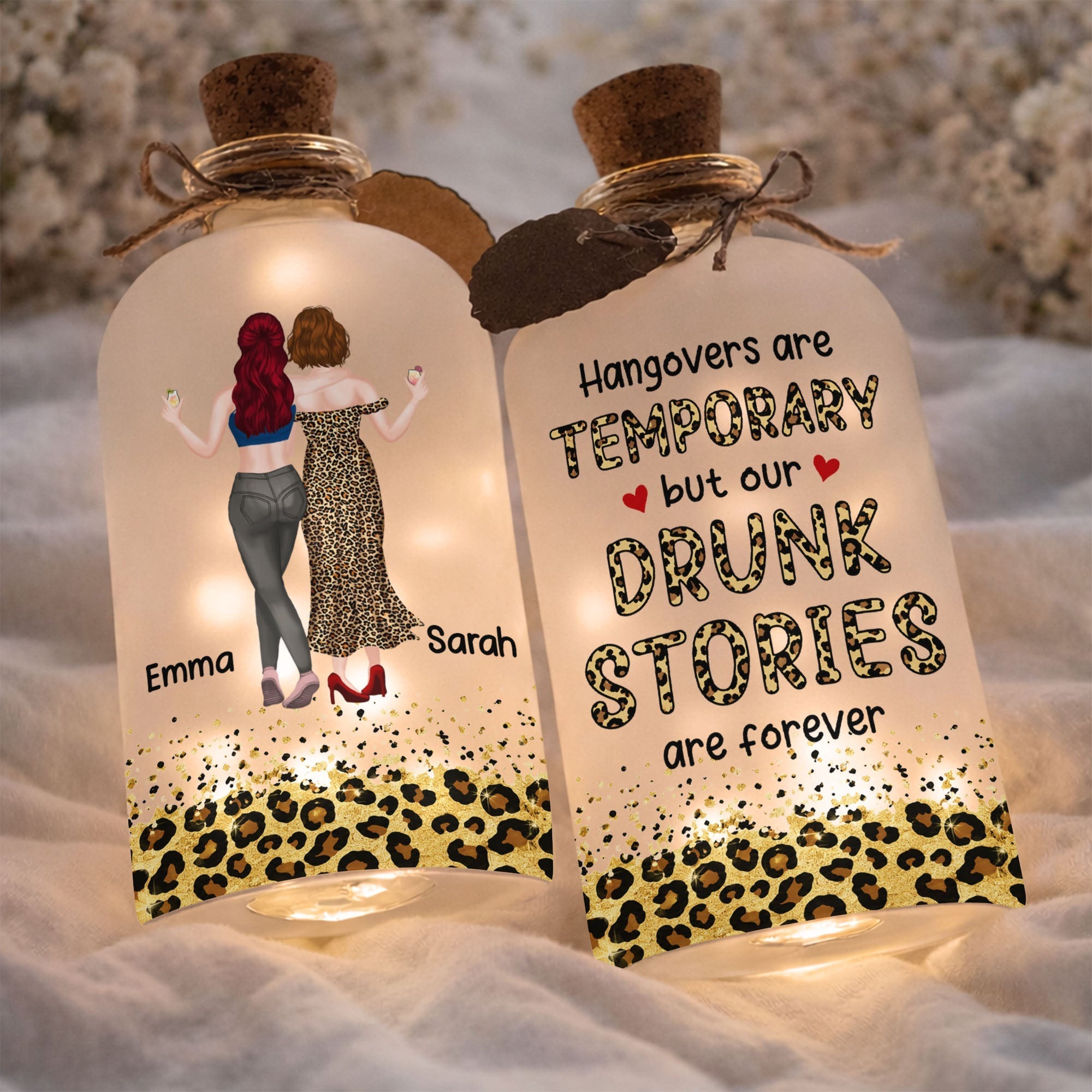 Personalized Frosted Glass Bottle Light Best Friend Gift