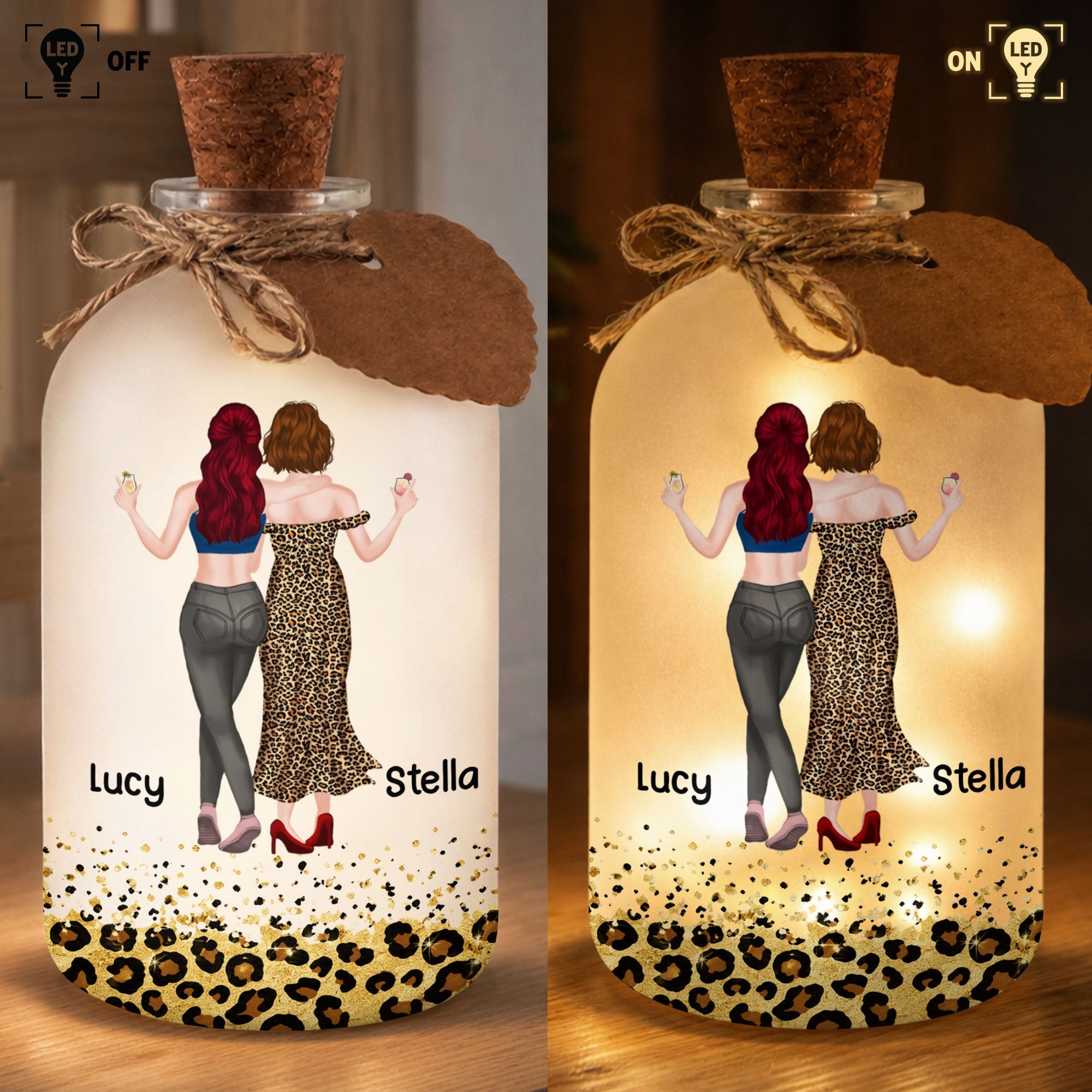 Personalized Frosted Glass Bottle Light Best Friend Gift