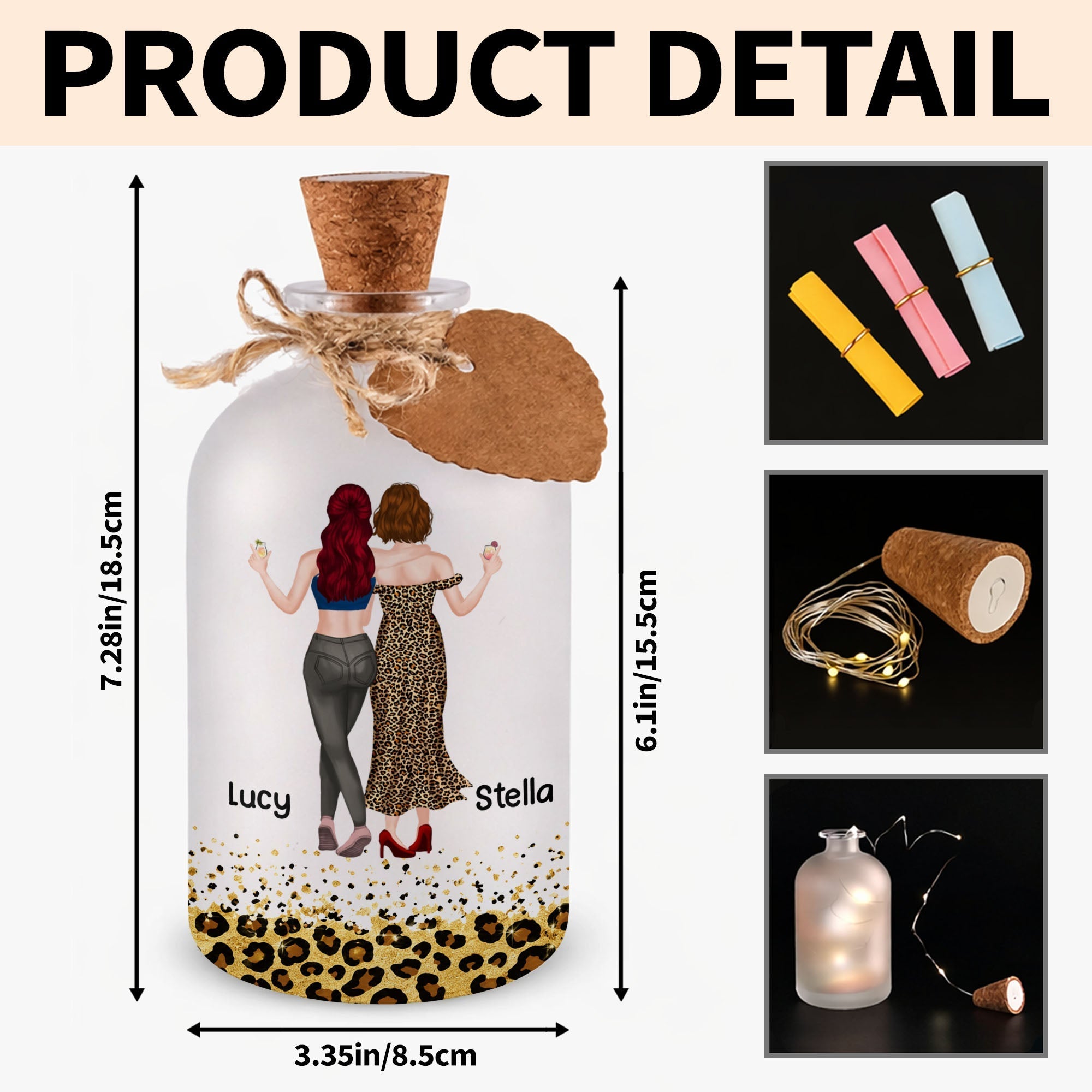 Personalized Frosted Glass Bottle Light Best Friend Gift