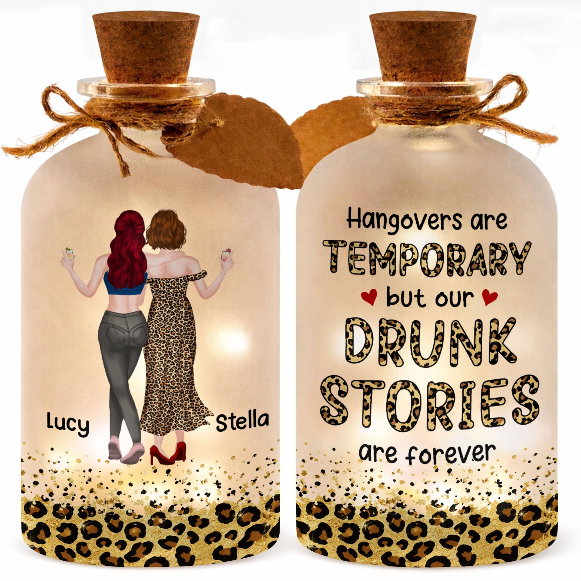 Personalized Frosted Glass Bottle Light Best Friend Gift