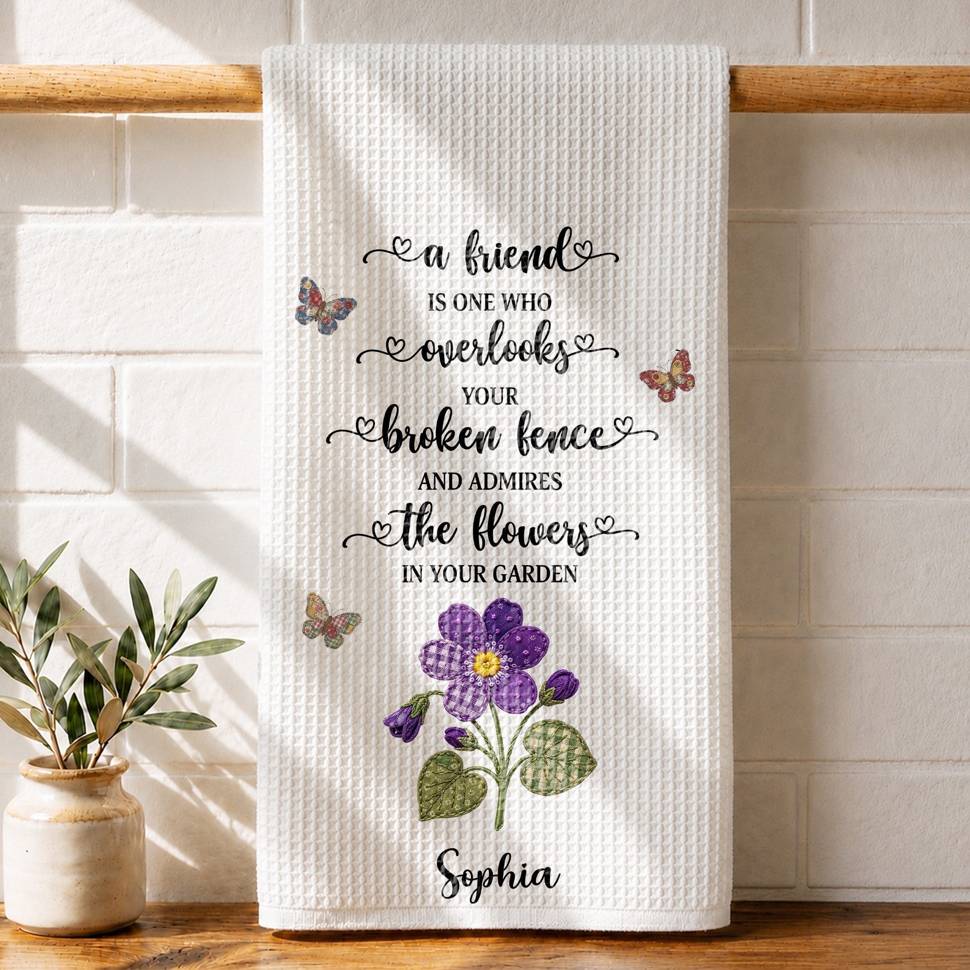 Personalized Kitchen Towel Custom Name Gift for Best Friend