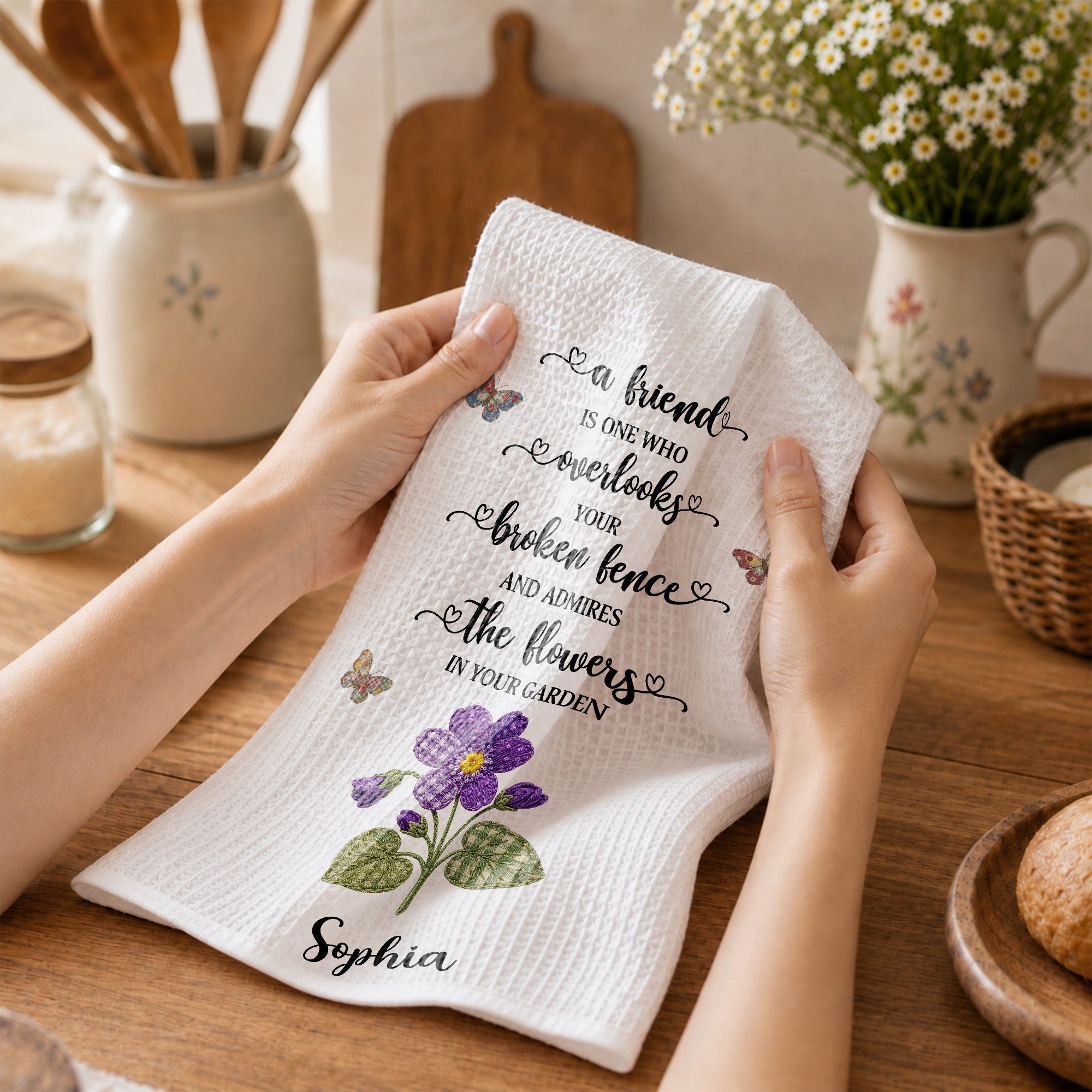 Personalized Kitchen Towel Custom Name Gift for Best Friend