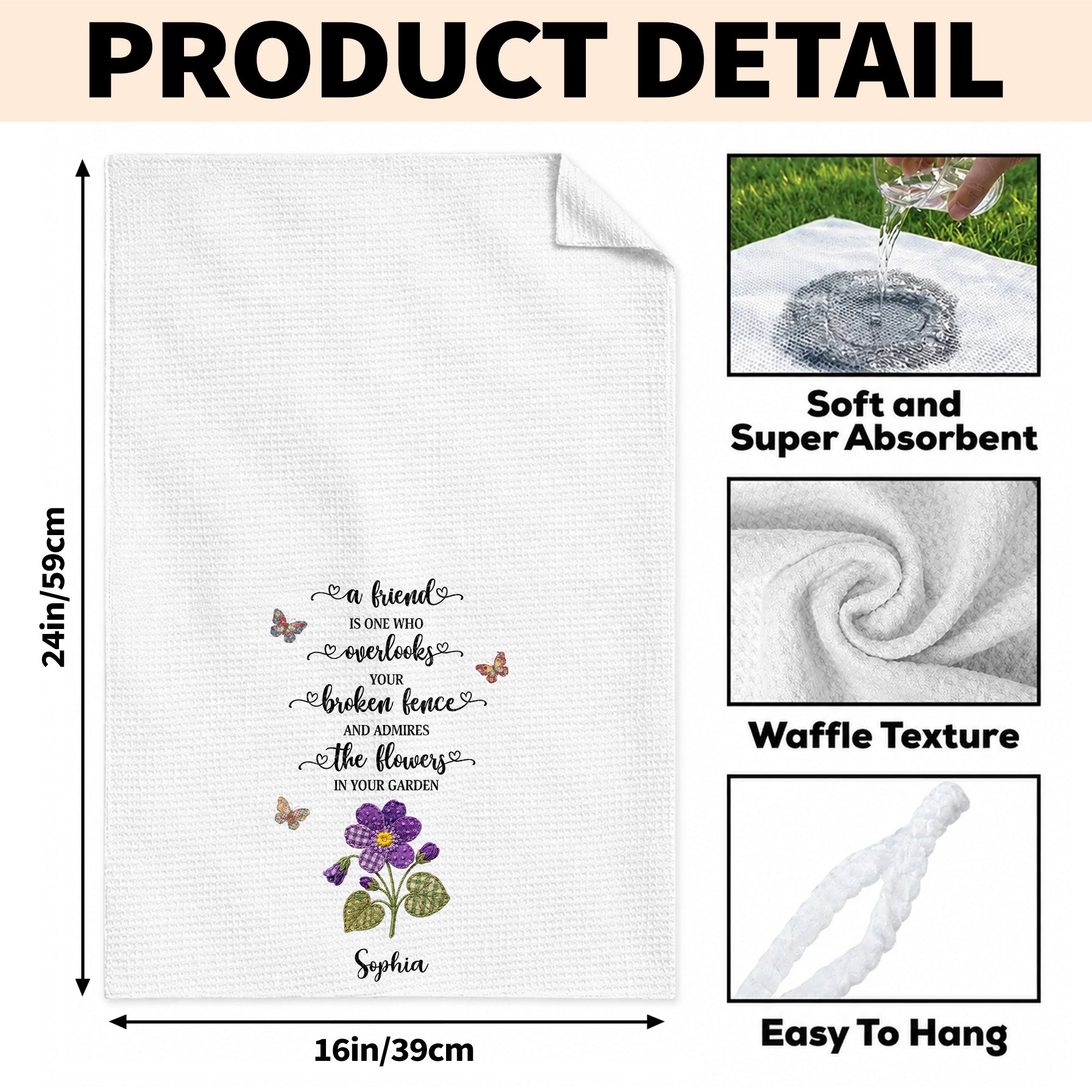 Personalized Kitchen Towel Custom Name Gift for Best Friend