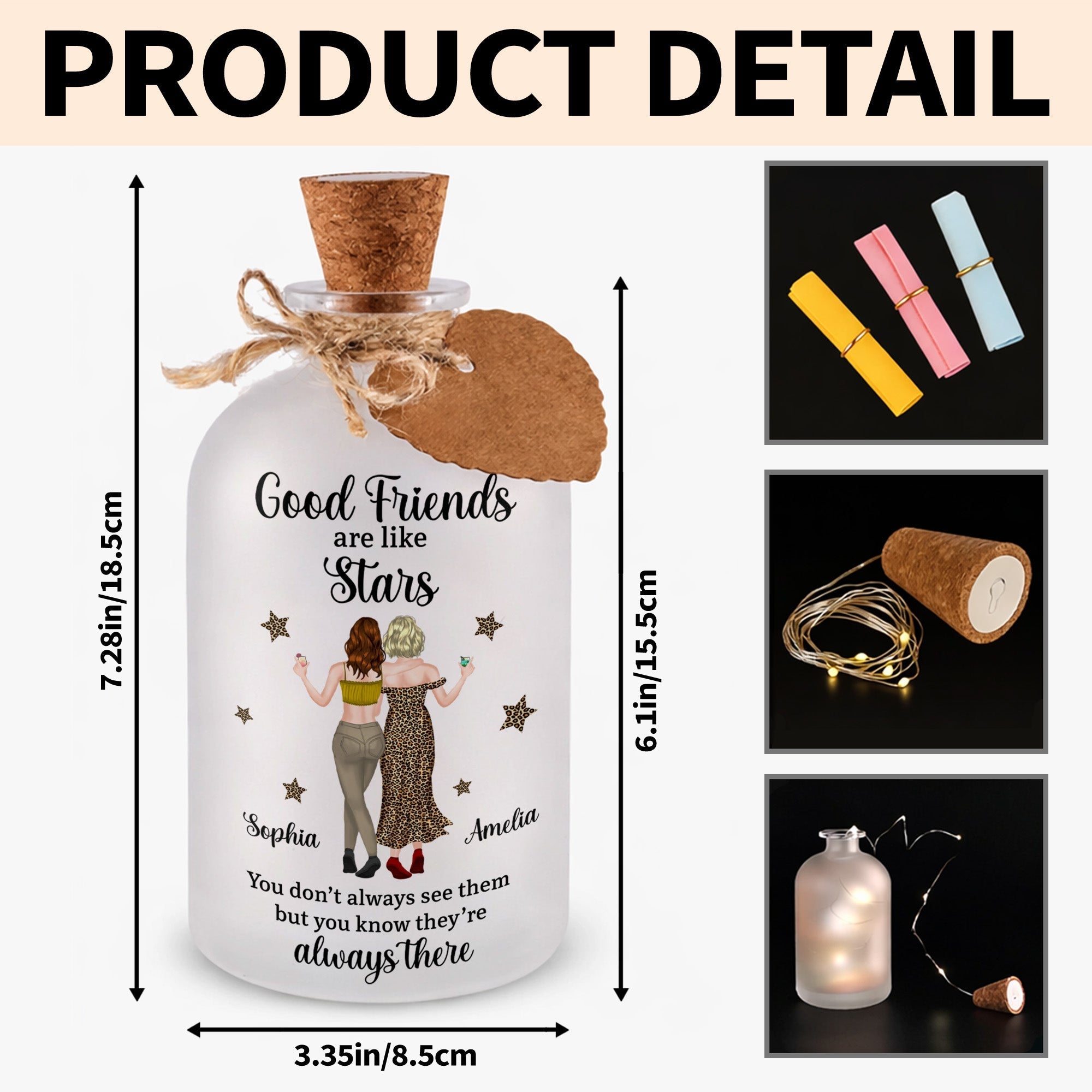 Personalized Short Bottle Light Custom Name Gift for Besties