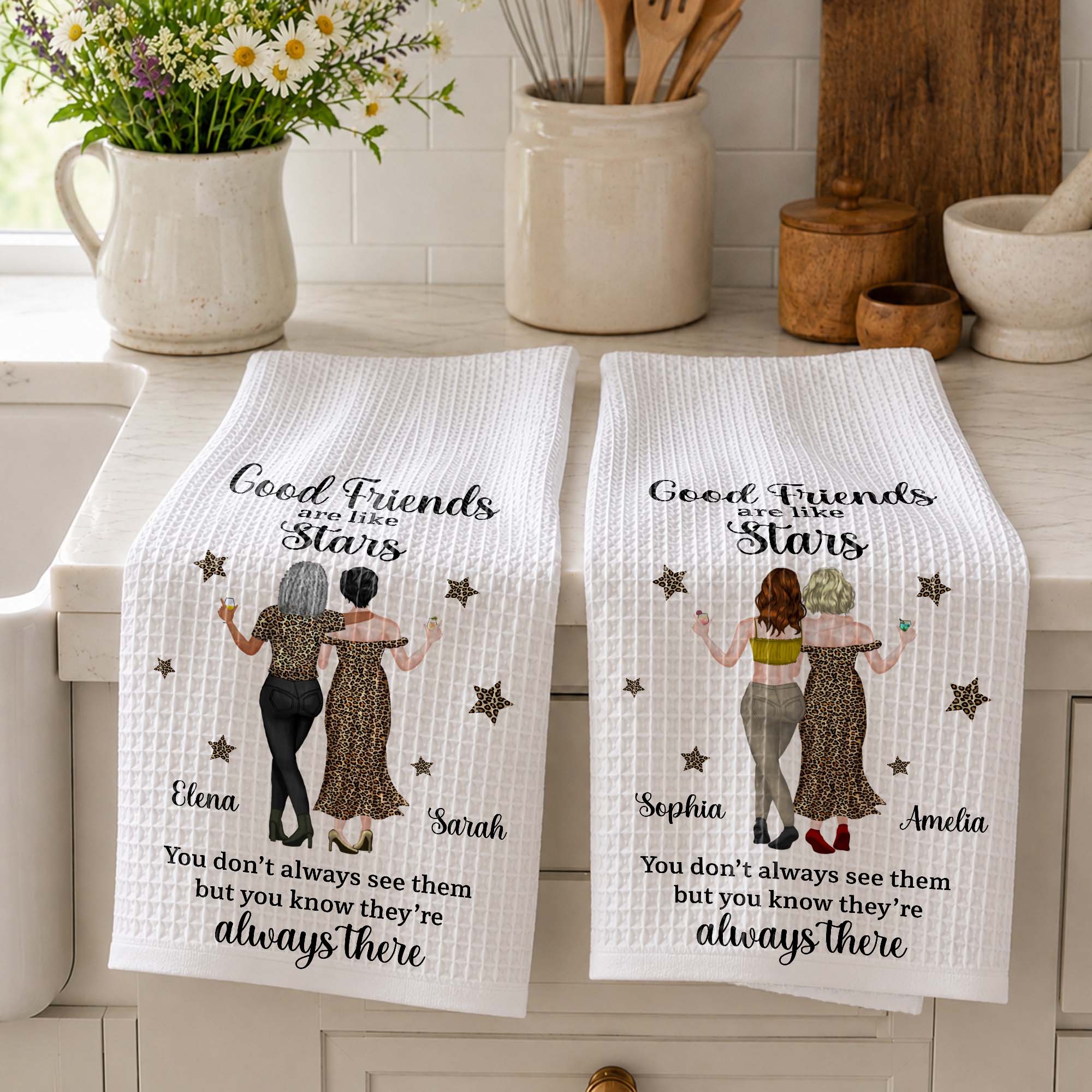 Personalized Kitchen Towel for Best Friends with Custom Design