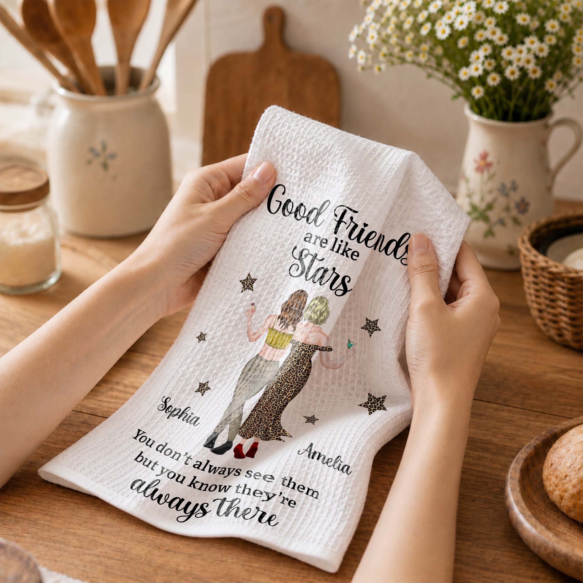 Personalized Kitchen Towel for Best Friends with Custom Design
