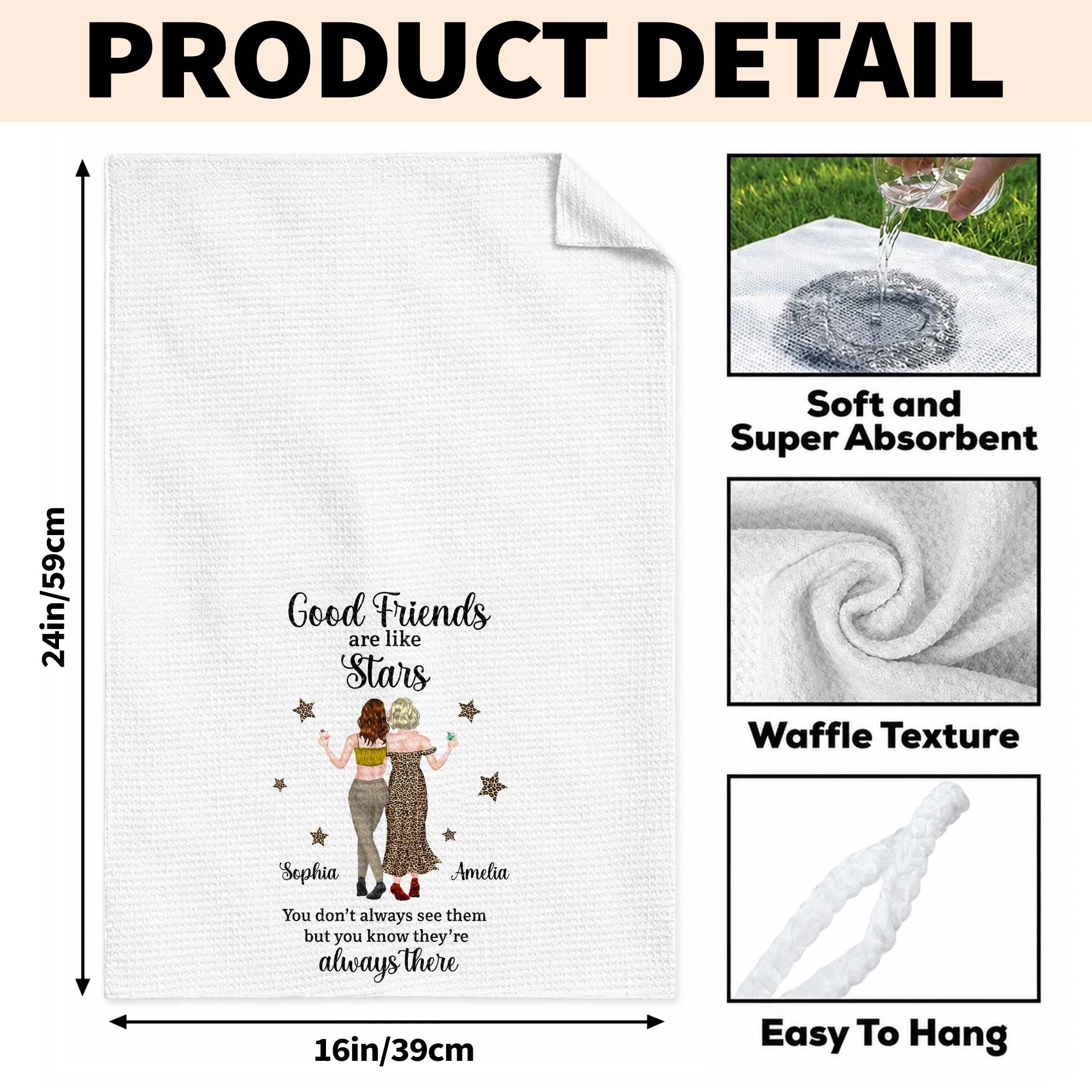 Personalized Kitchen Towel for Best Friends with Custom Design
