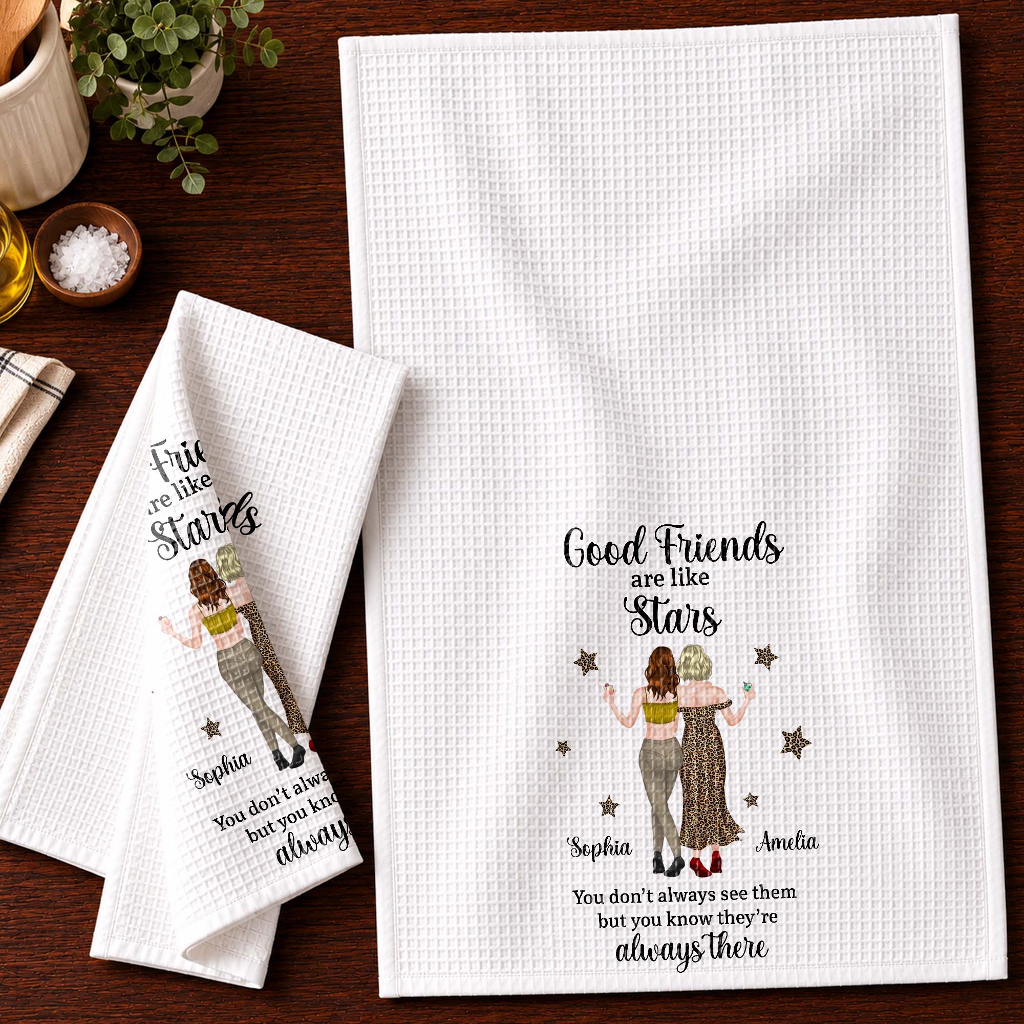 Personalized Kitchen Towel for Best Friends with Custom Design