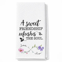 Load image into Gallery viewer, Personalized Kitchen Towel Custom Birth Month Flowers Gift for Best Friends
