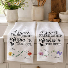 Load image into Gallery viewer, Personalized Kitchen Towel Custom Birth Month Flowers Gift for Best Friends
