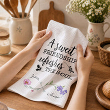 Load image into Gallery viewer, Personalized Kitchen Towel Custom Birth Month Flowers Gift for Best Friends
