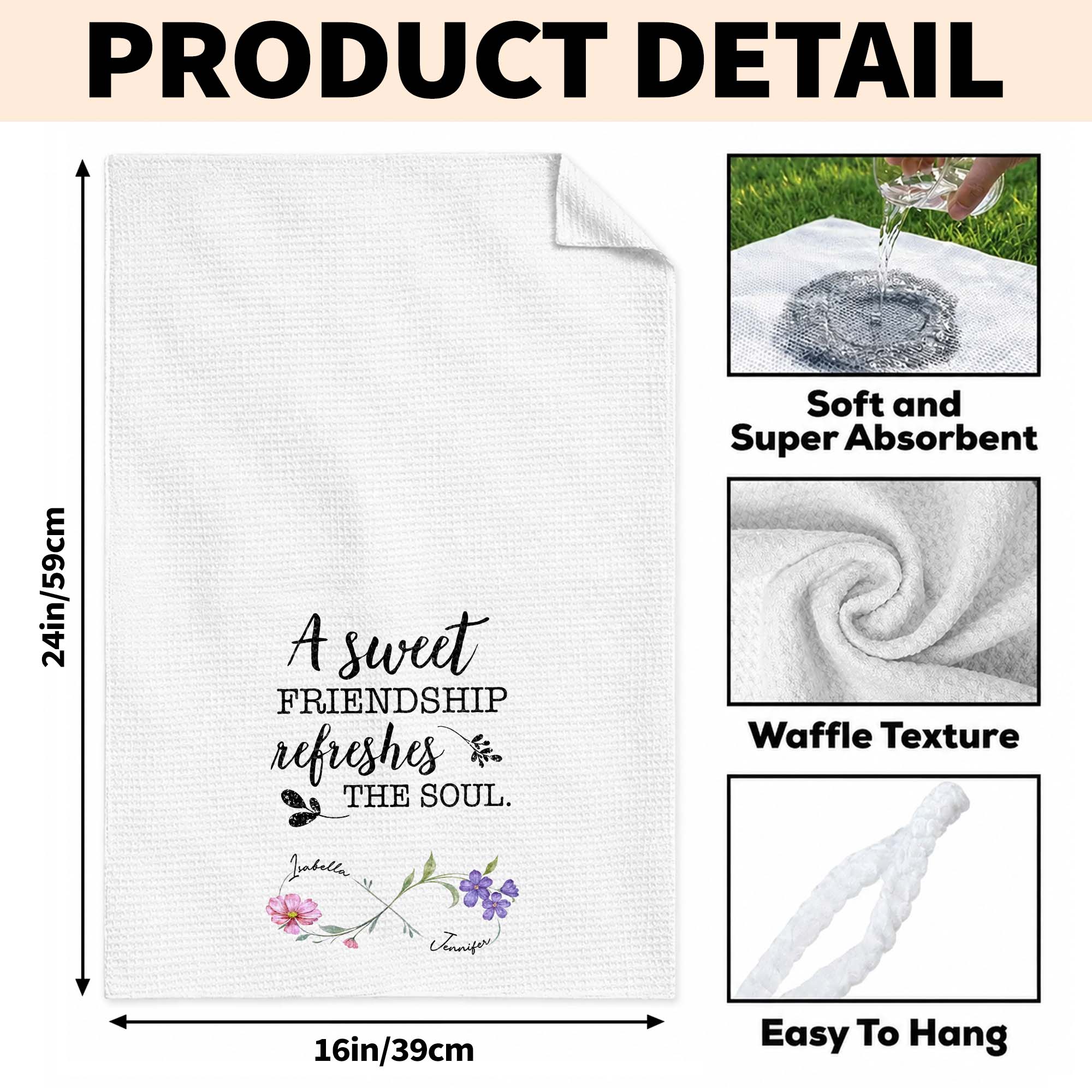 Personalized Kitchen Towel Custom Birth Month Flowers Gift for Best Friends