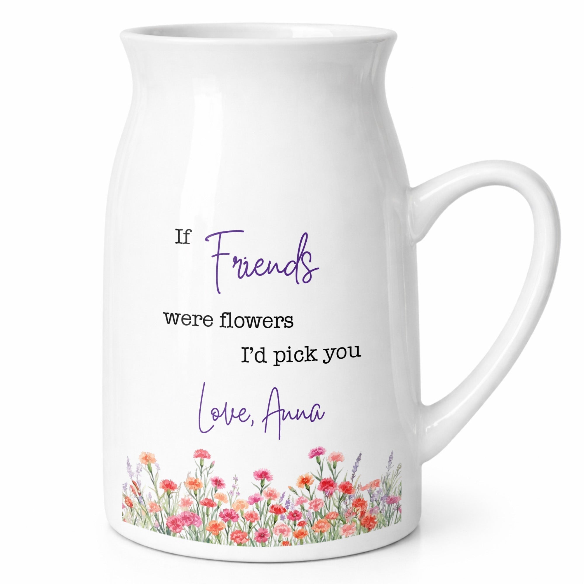 Personalized Ceramic Flower Vase Best Friend Gift Idea