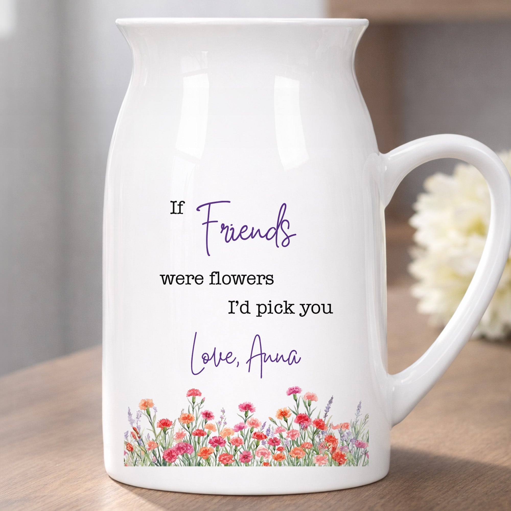 Personalized Ceramic Flower Vase Best Friend Gift Idea