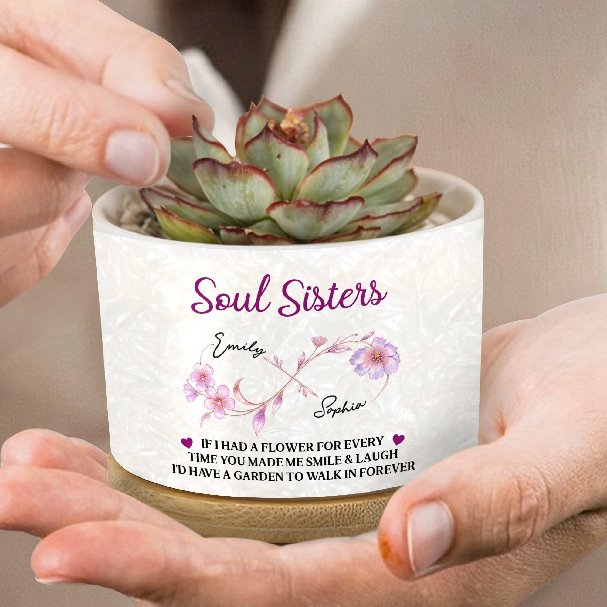 Personalized Ceramic Plant Pot Custom Gift for Best Friend