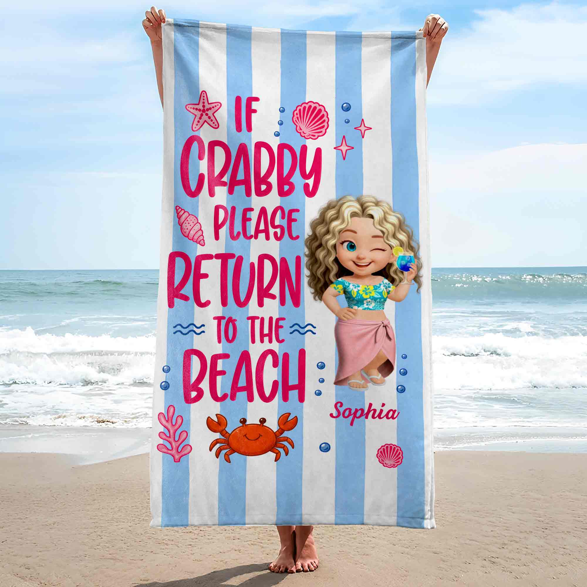 Personalized Beach Towel Custom Name for Best Friend Gift