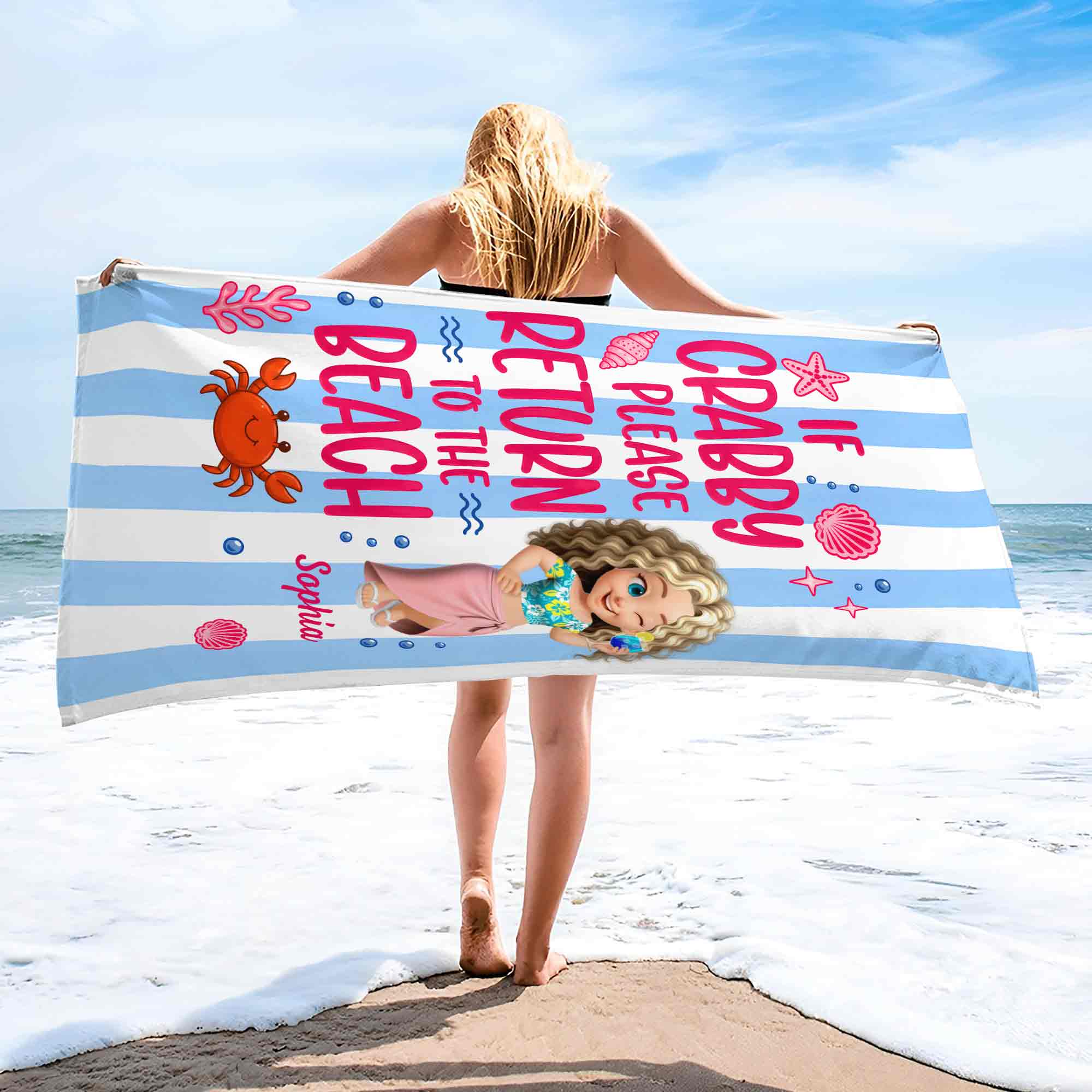 Personalized Beach Towel Custom Name for Best Friend Gift