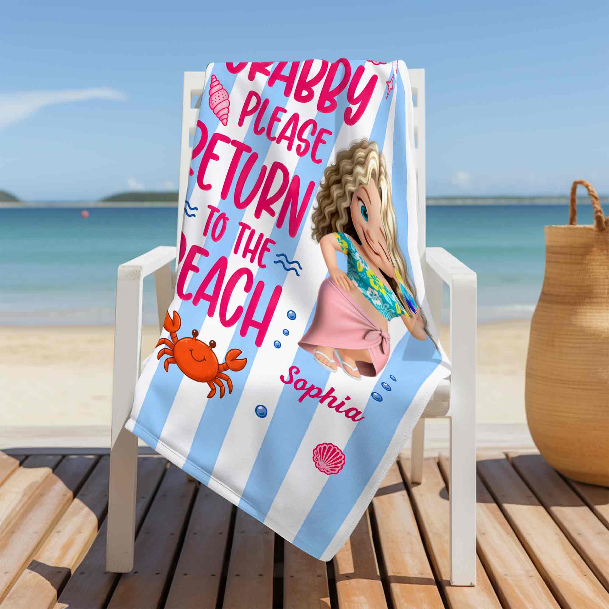 Personalized Beach Towel Custom Name for Best Friend Gift