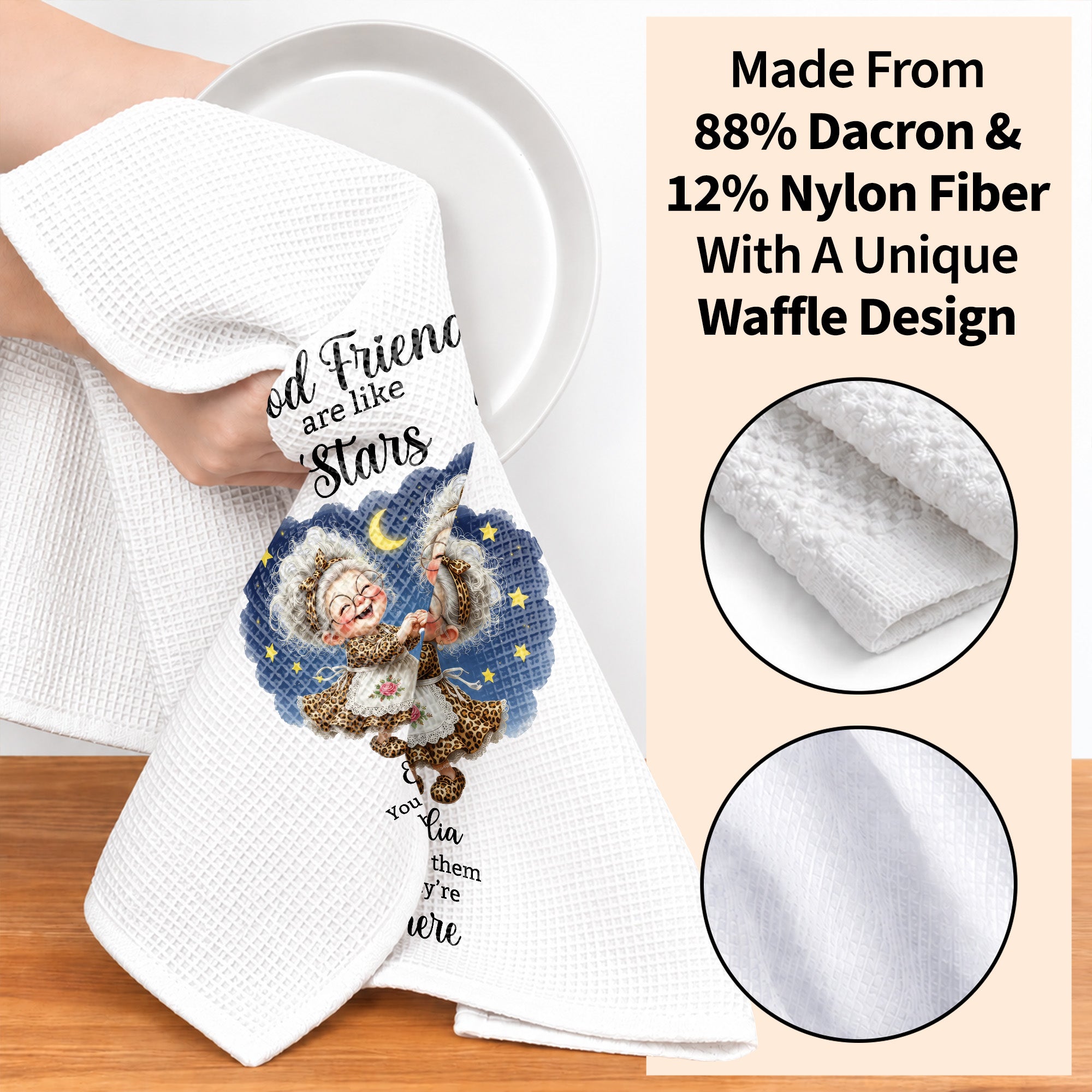 Personalized Kitchen Towel Best Friend Gift with Leopard Print