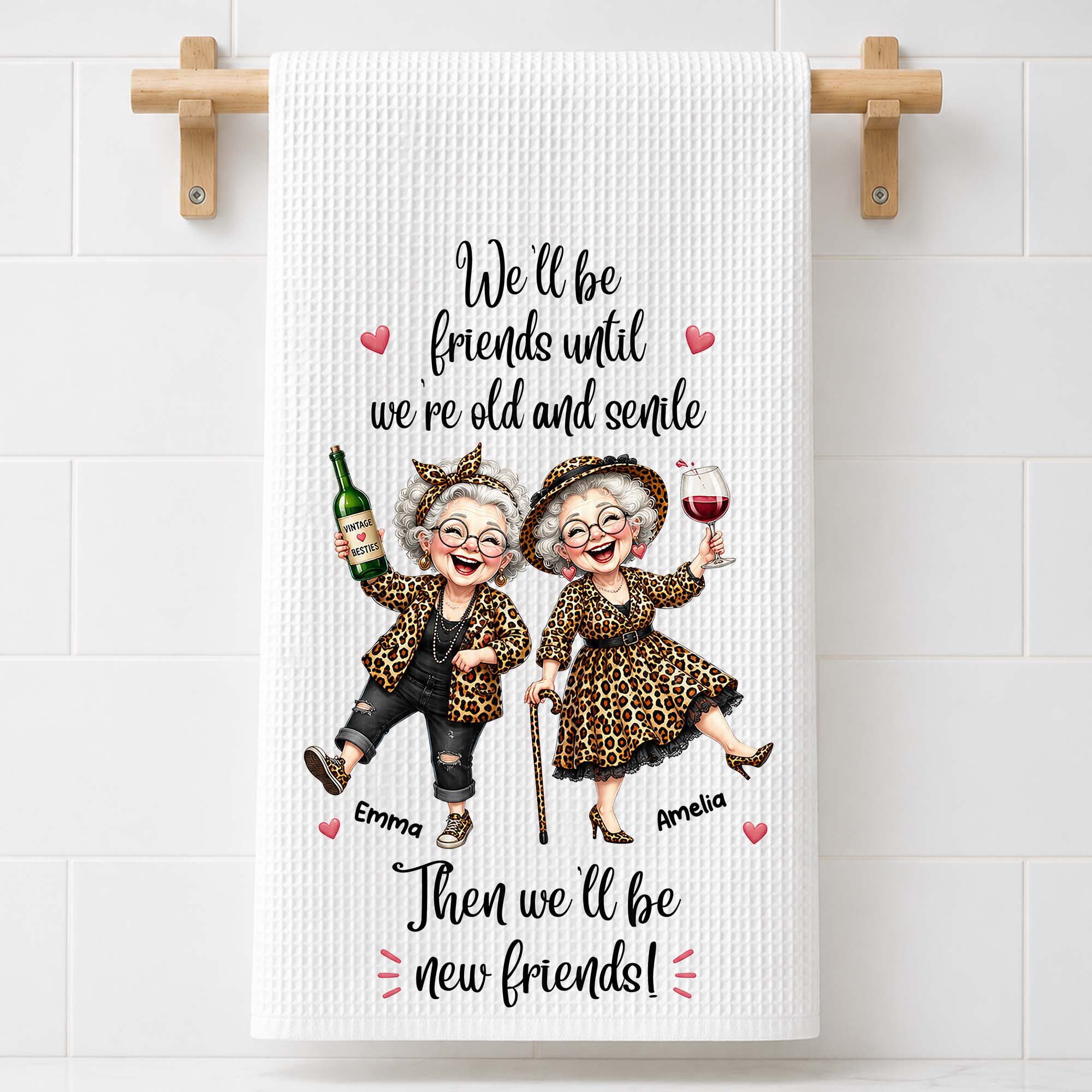 Personalized Kitchen Towel Best Friend Gift for BFF Custom Print