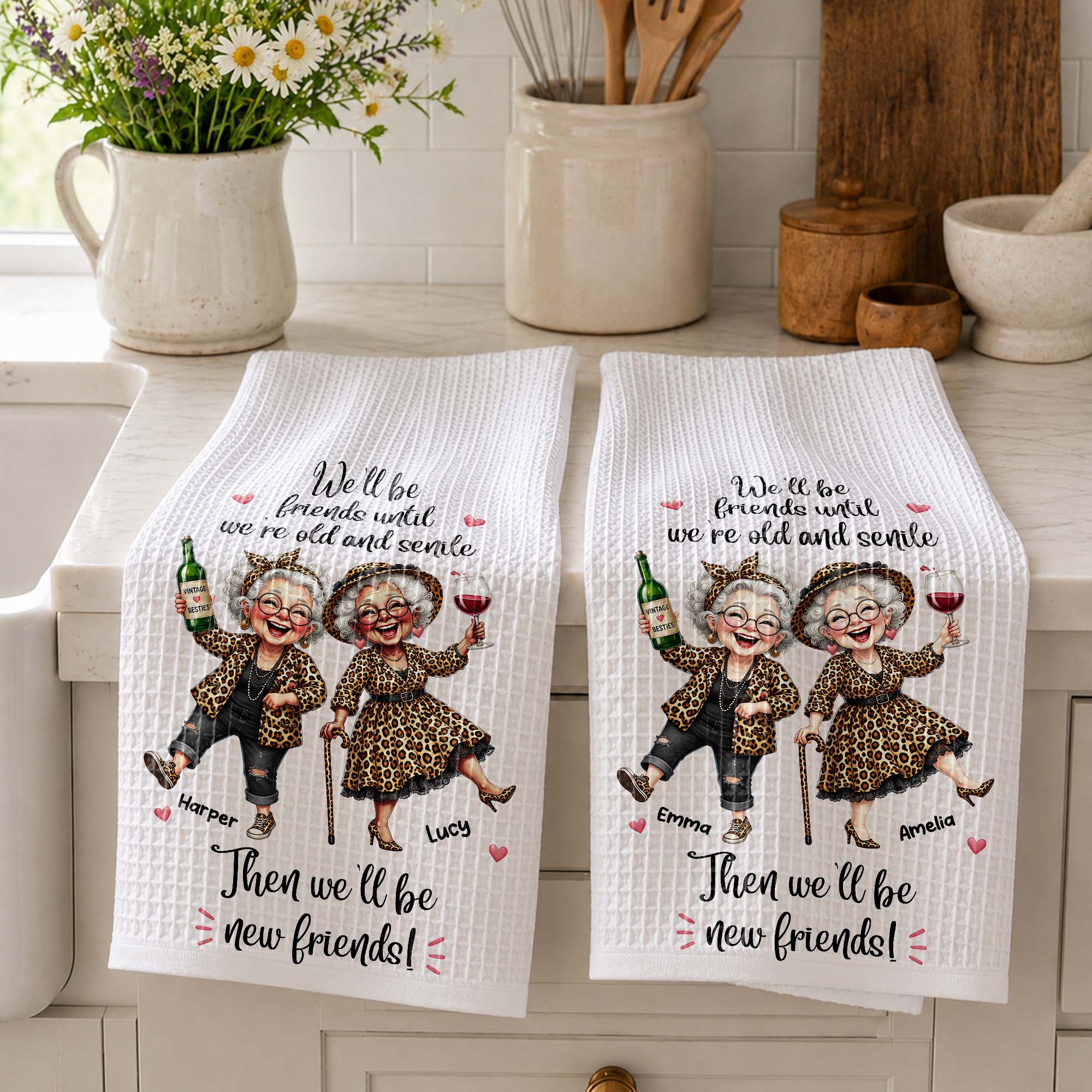 Personalized Kitchen Towel Best Friend Gift for BFF Custom Print