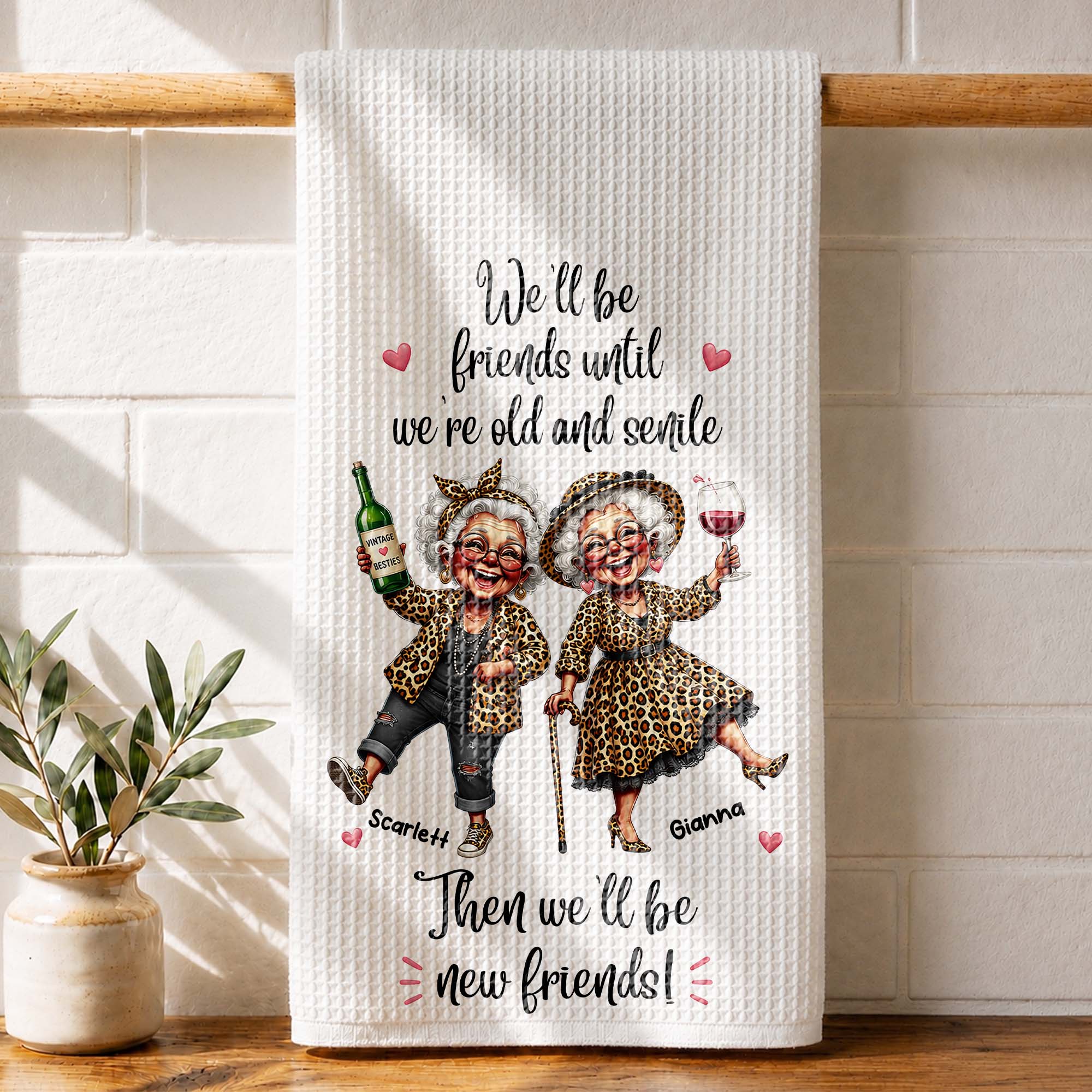 Personalized Kitchen Towel Best Friend Gift for BFF Custom Print