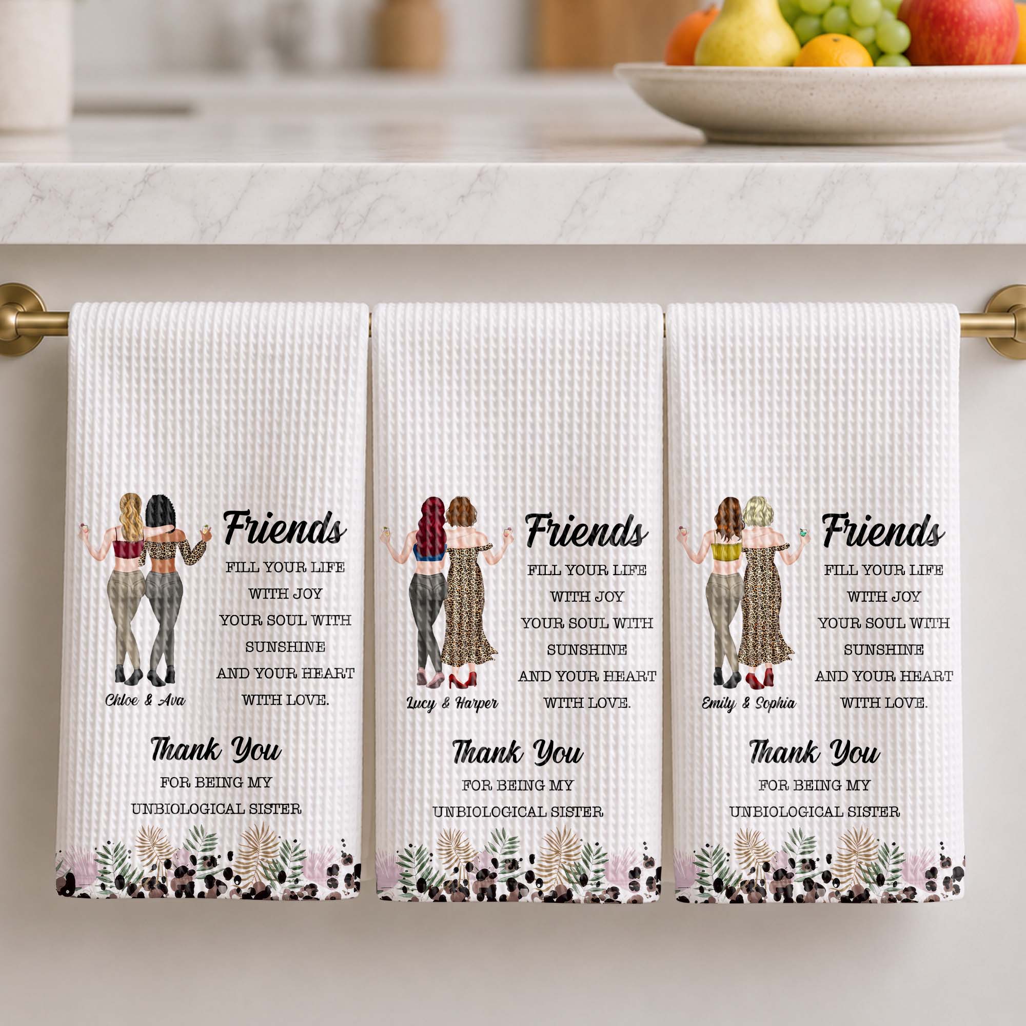 Personalized Kitchen Towel Best Friend Gift Unbiological Sister