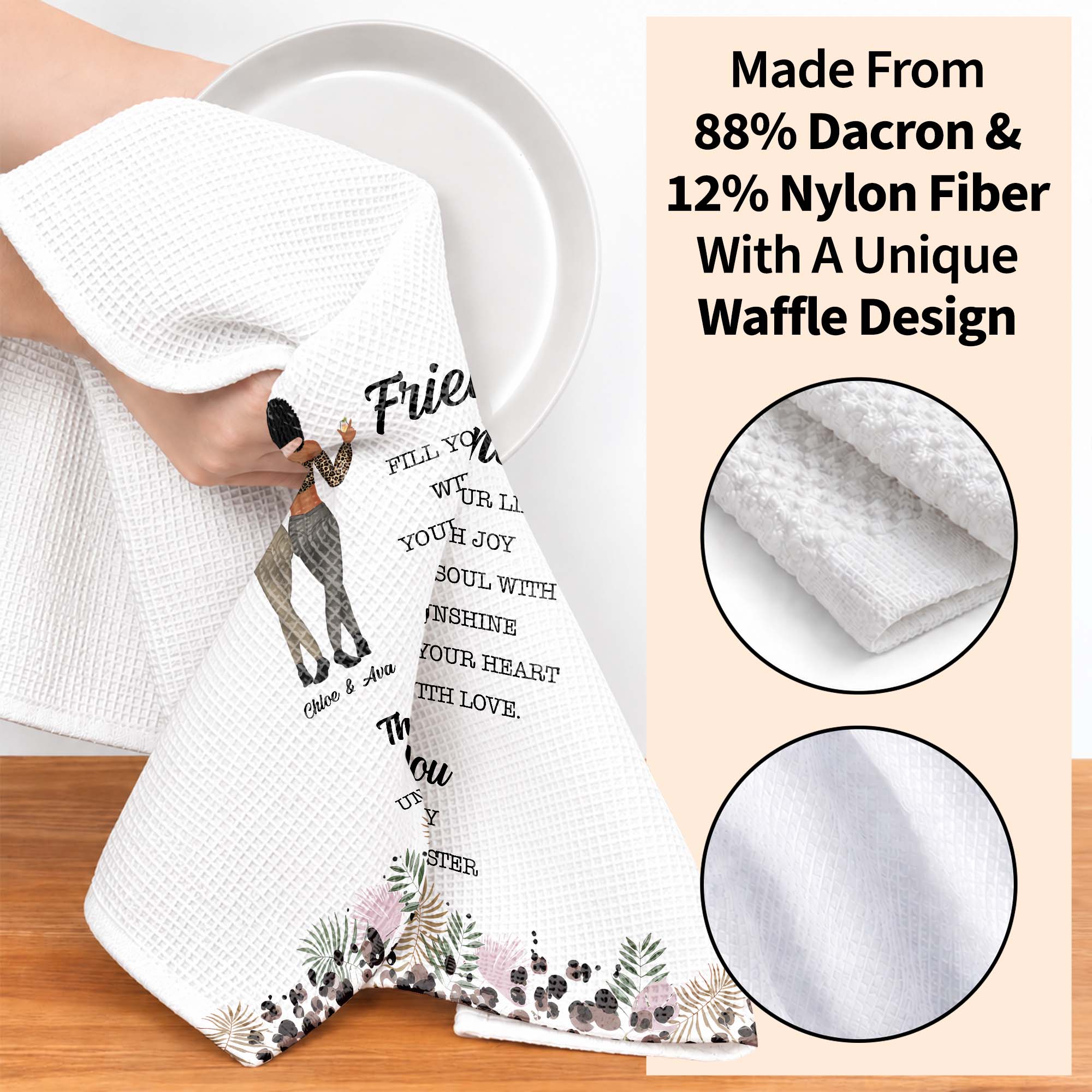 Personalized Kitchen Towel Best Friend Gift Unbiological Sister
