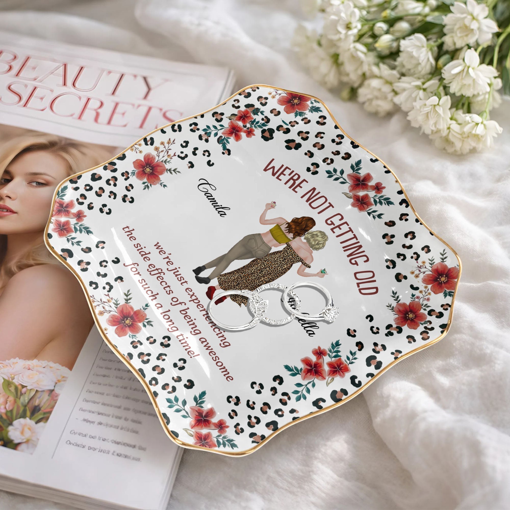 Personalized Ceramic Jewelry Dish Custom Name Gift for Besties