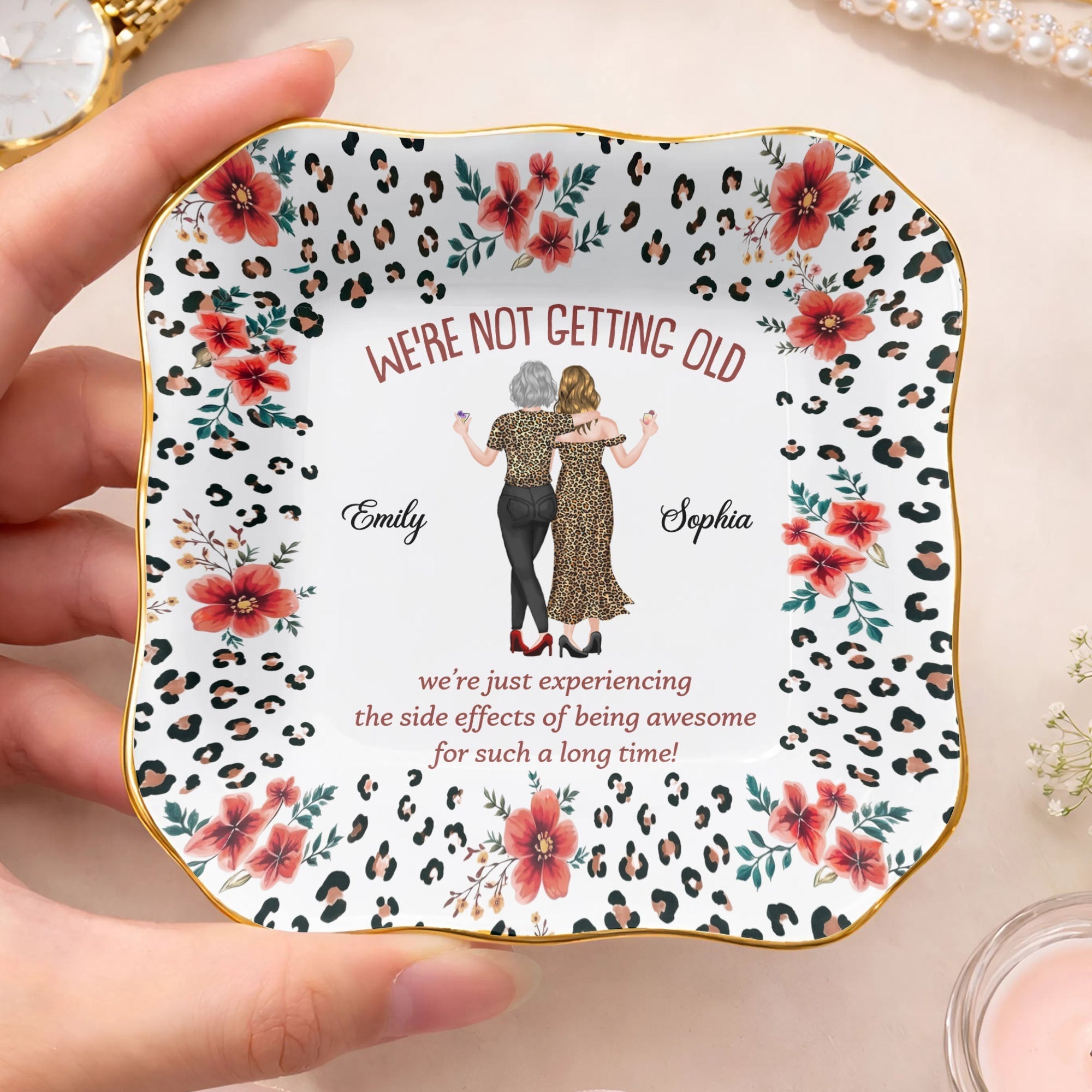 Personalized Ceramic Jewelry Dish Custom Name Gift for Besties