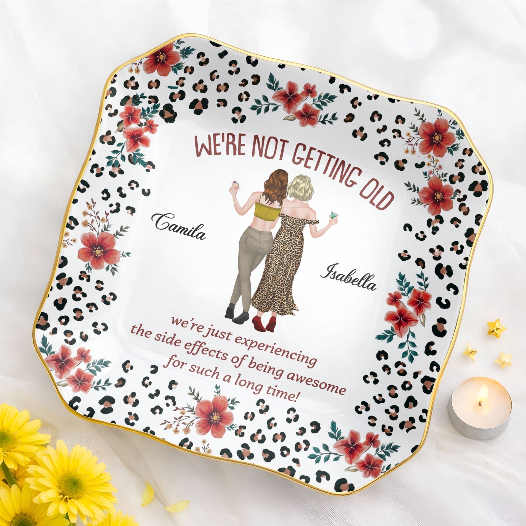 Personalized Ceramic Jewelry Dish Custom Name Gift for Besties