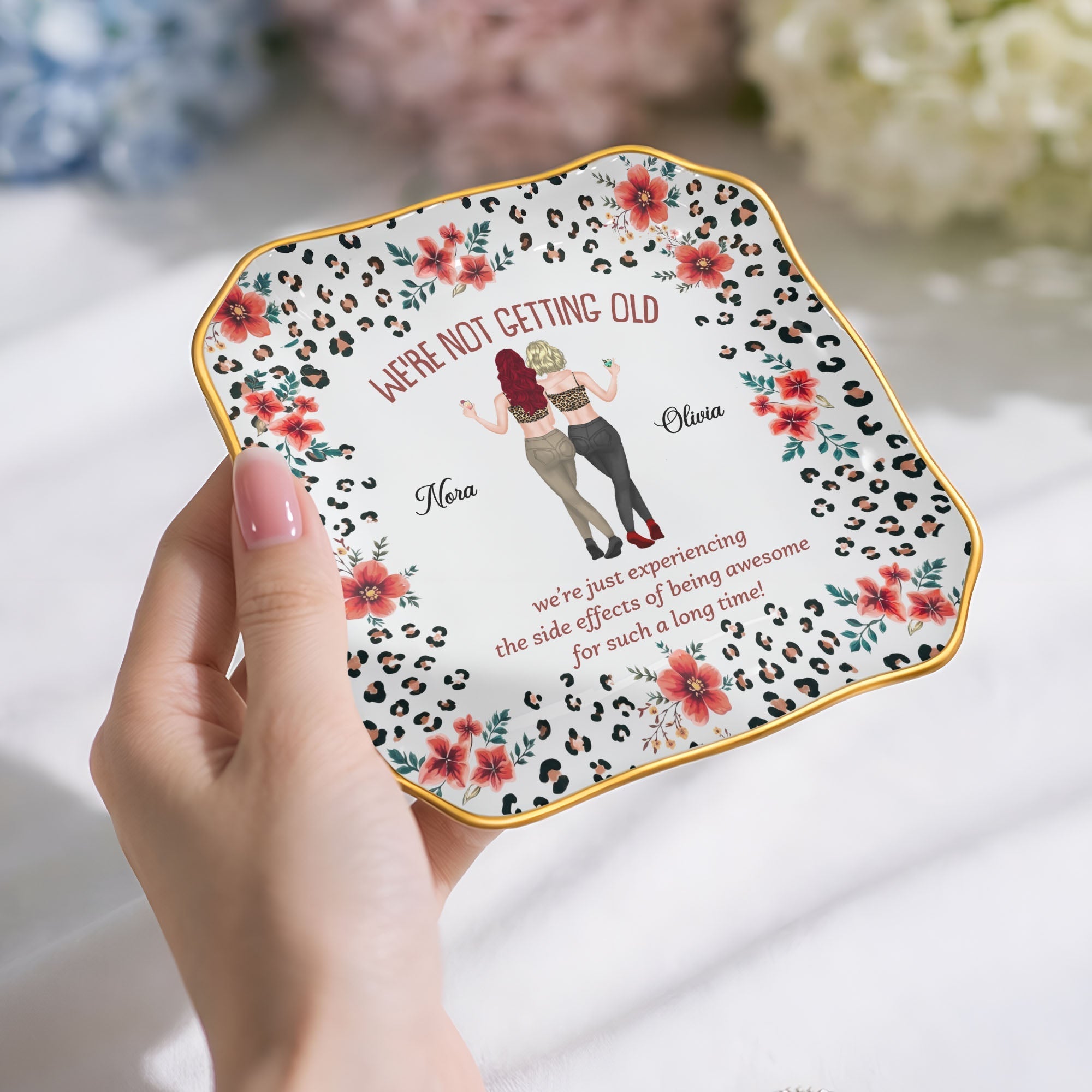 Personalized Ceramic Jewelry Dish Custom Name Gift for Besties
