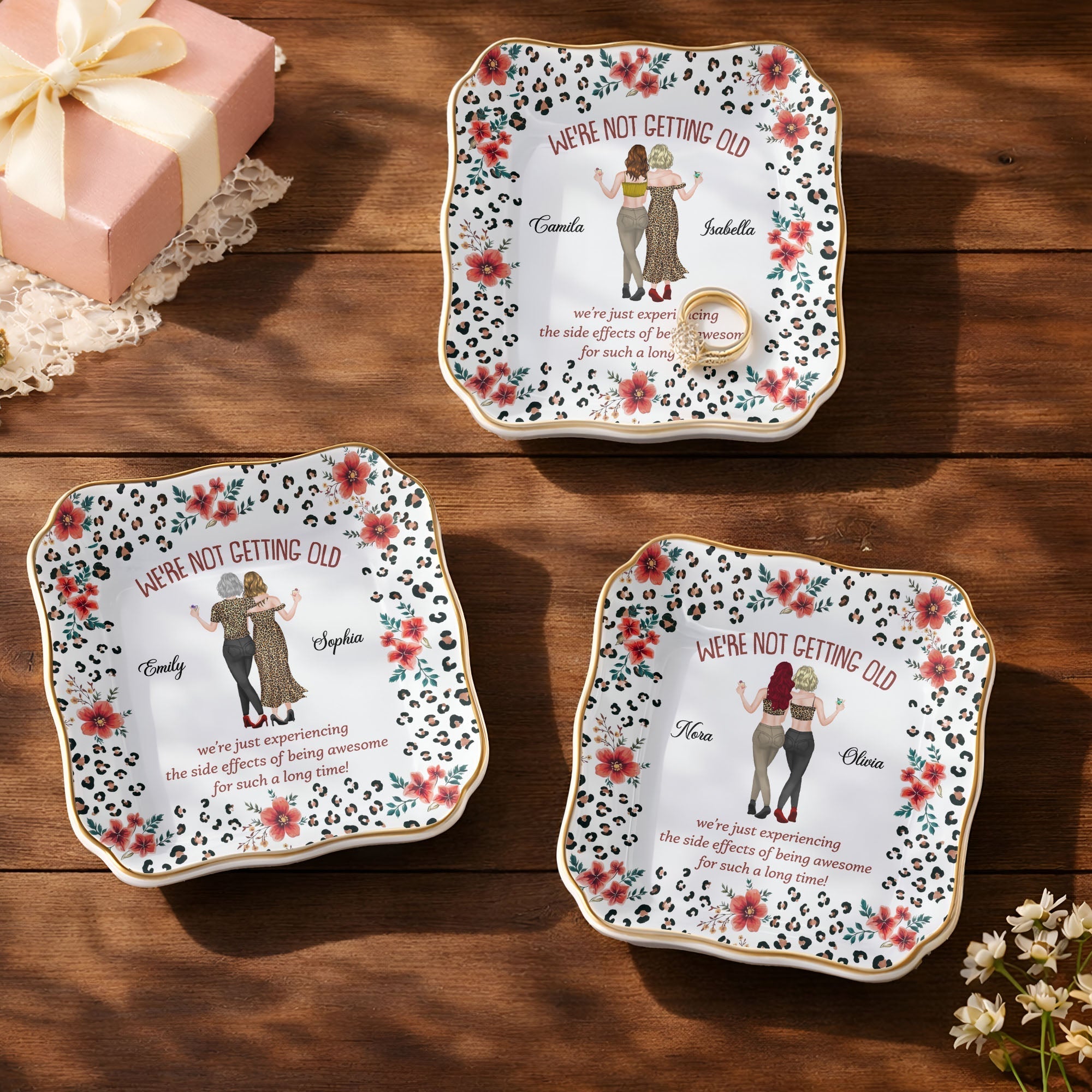 Personalized Ceramic Jewelry Dish Custom Name Gift for Besties