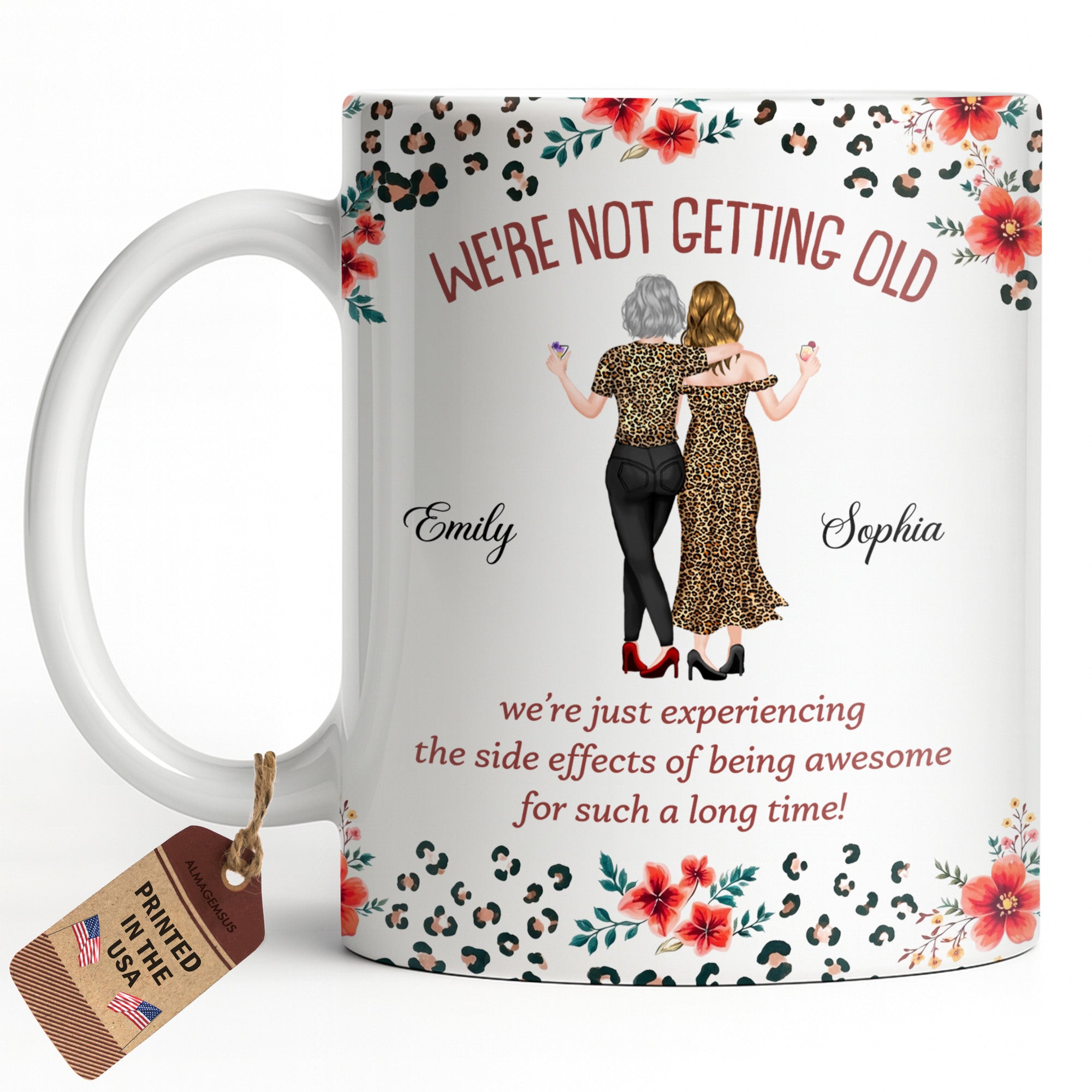 Personalized Leopard Print Coffee Mug Custom Besties Gift for Friends