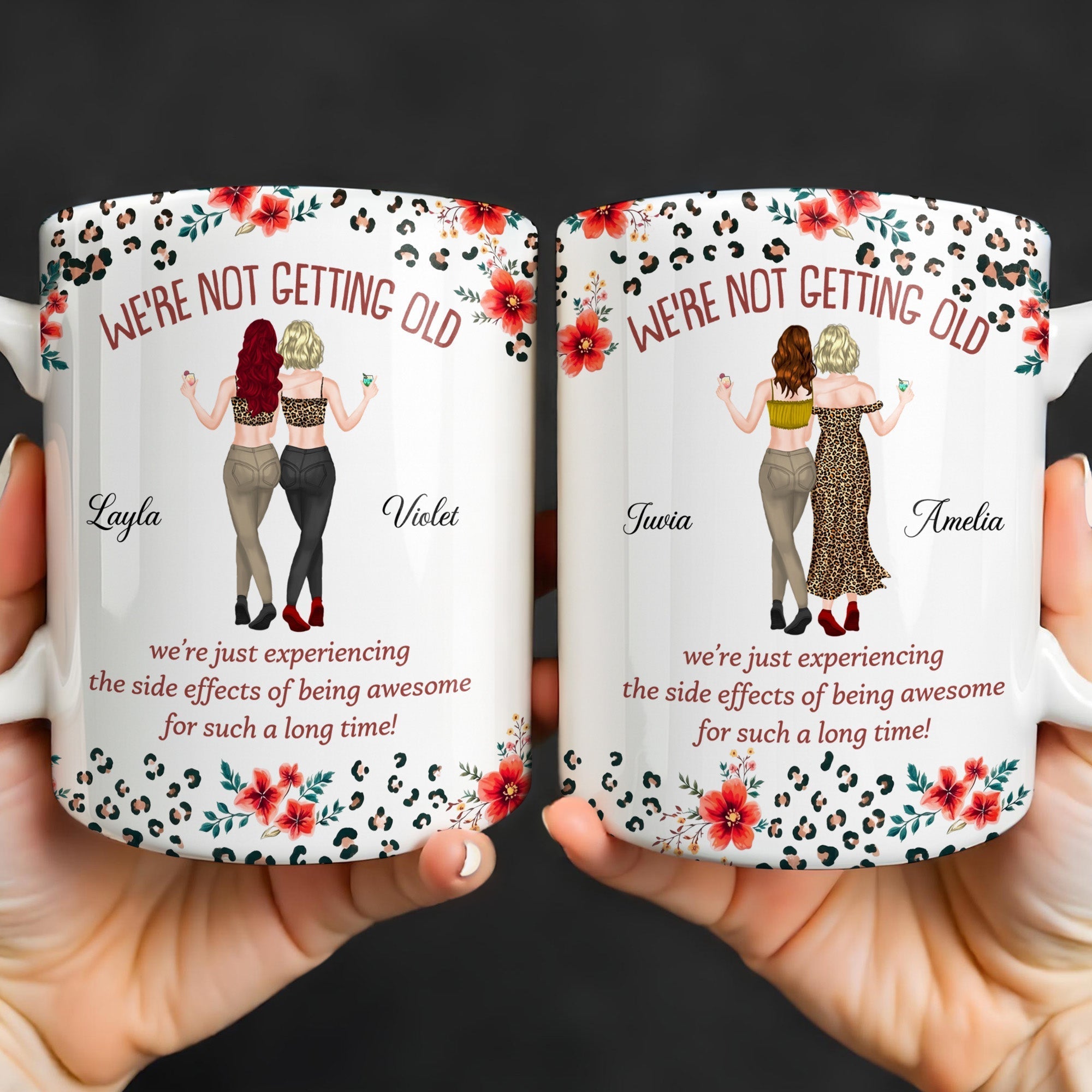 Personalized Leopard Print Coffee Mug Custom Besties Gift for Friends