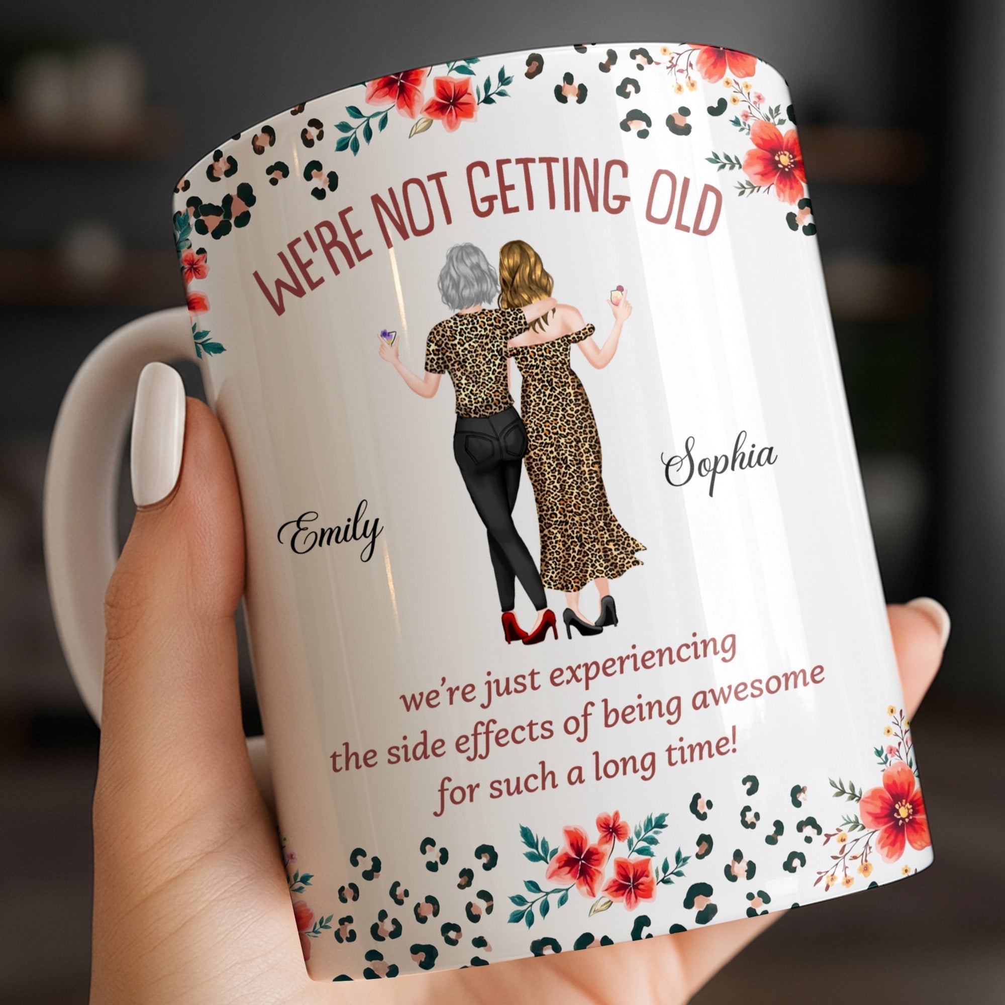 Personalized Leopard Print Coffee Mug Custom Besties Gift for Friends