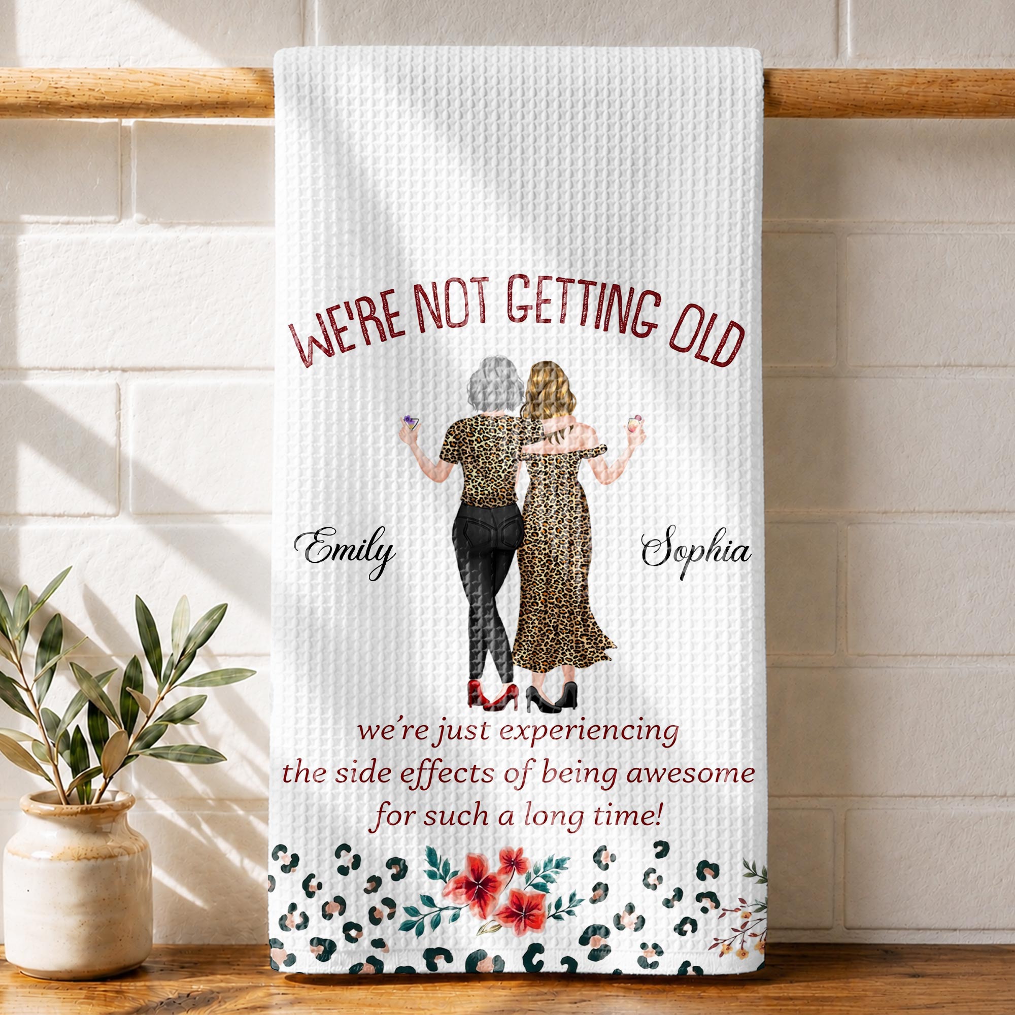 Personalized Leopard Print Kitchen Towel Best Friend Gift