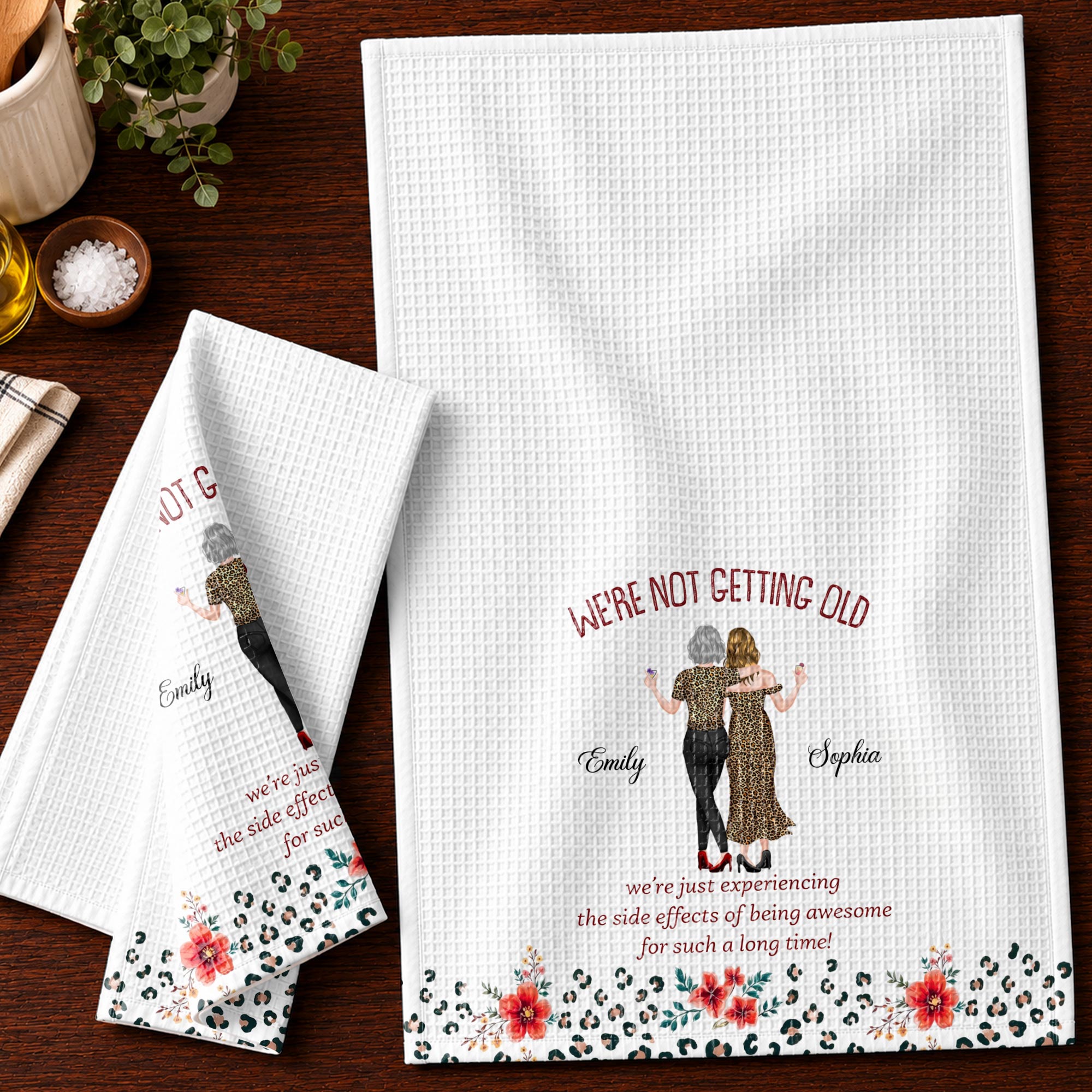 Personalized Leopard Print Kitchen Towel Best Friend Gift