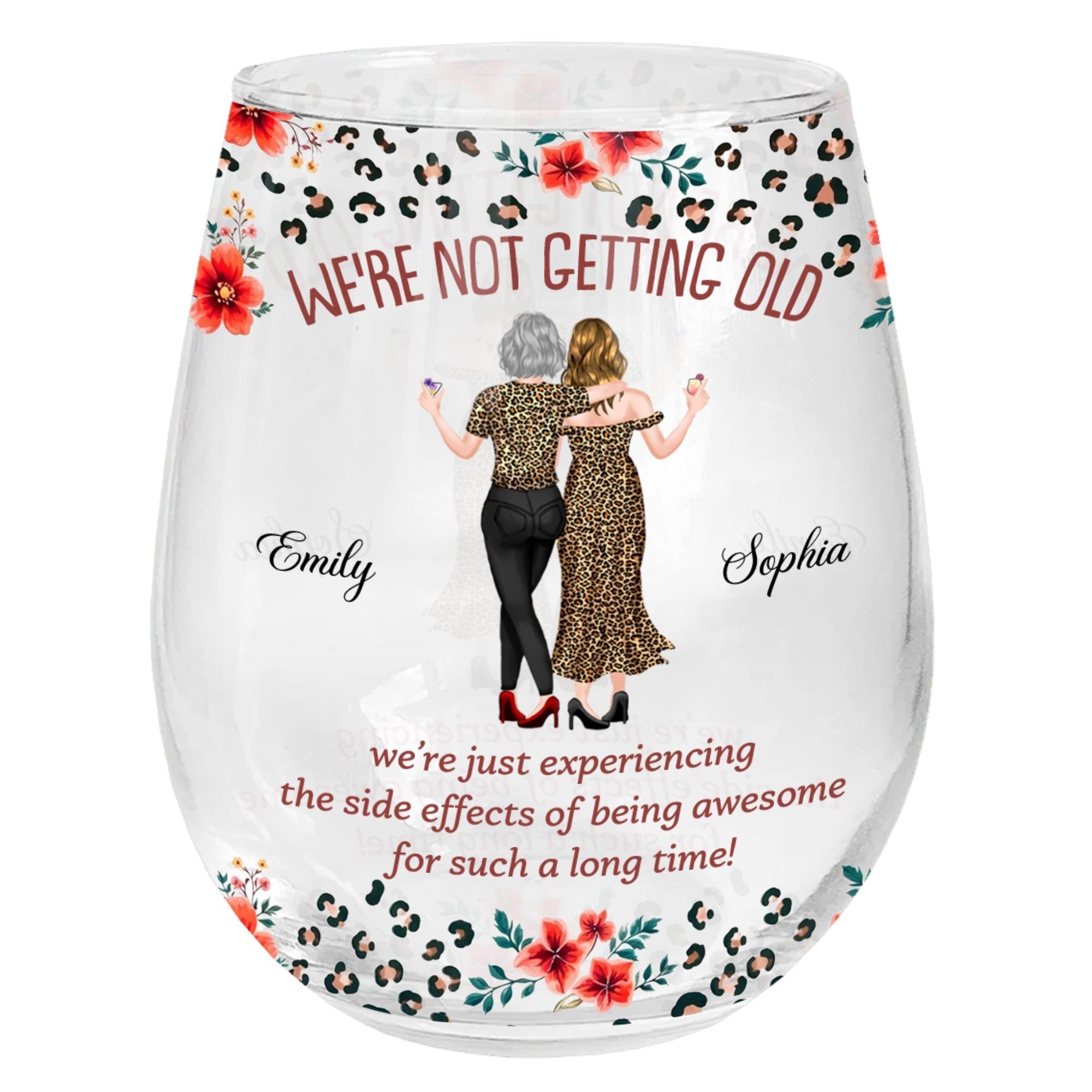 Personalized Stemless Wine Glass Custom BFF Gift Unique Design